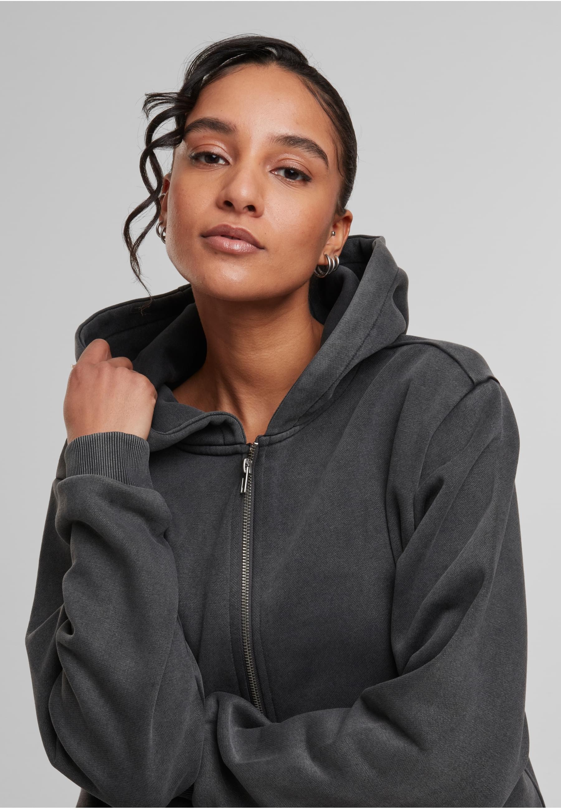 URBAN CLASSICS Sweatjacke »Urban Classics Ladies Vintage Heavy Zip Hoody«