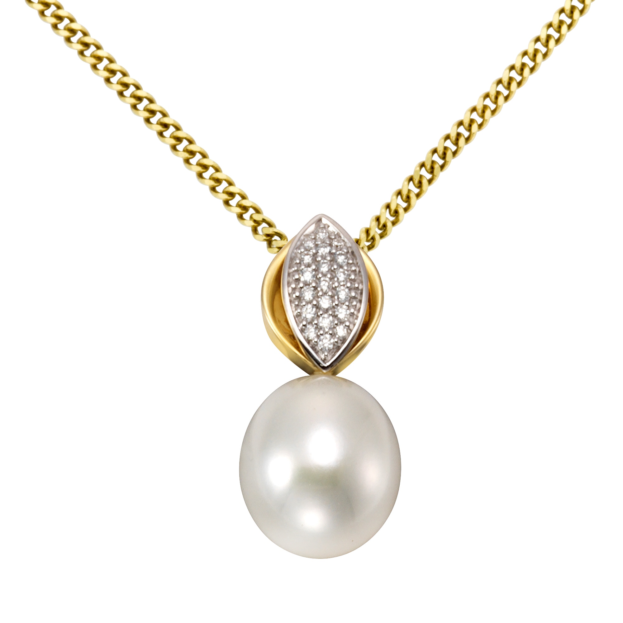online Kette Orolino BAUR bestellen Perle »585/- Brillanten« Anhänger | mit Gelbgold