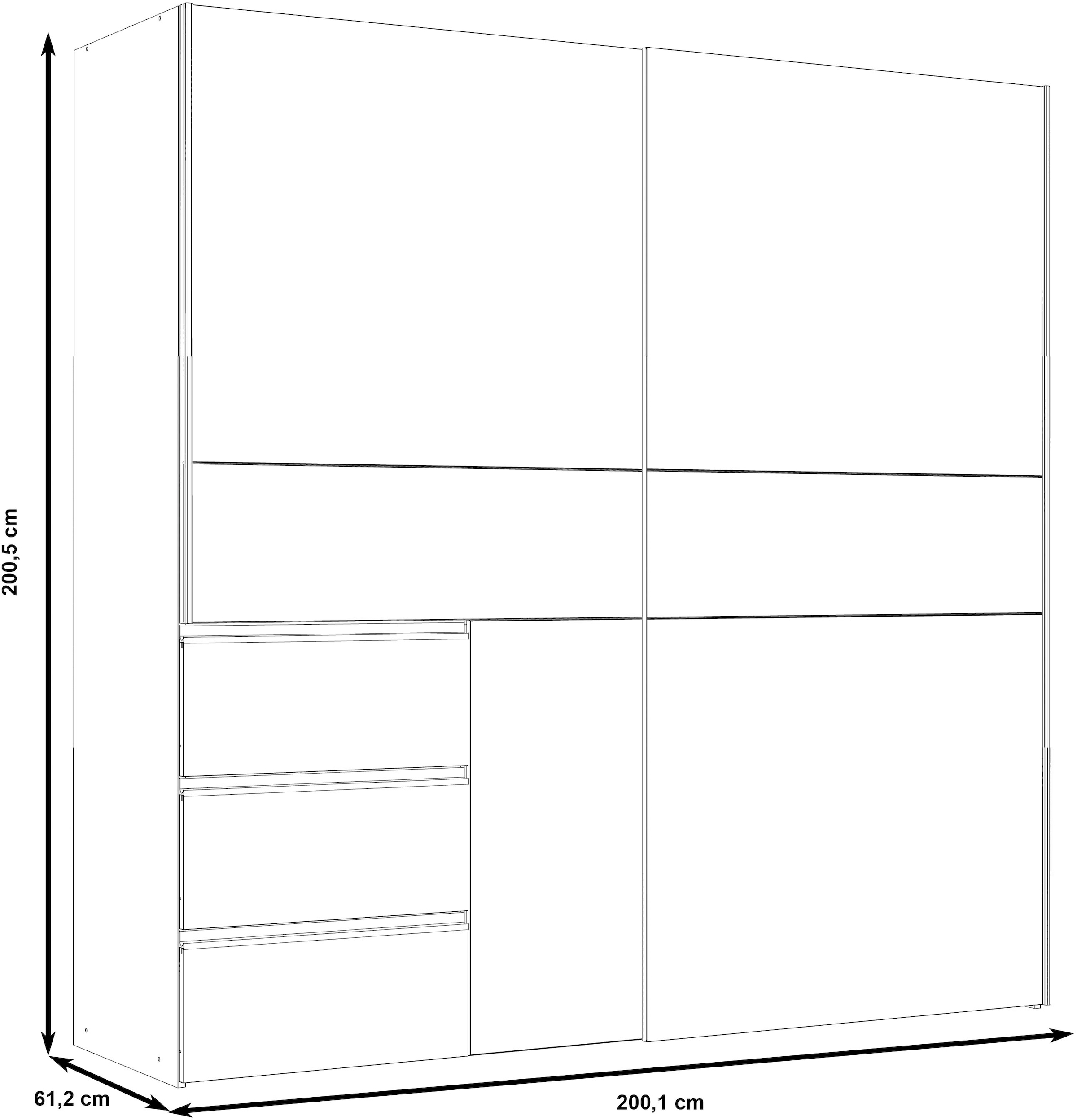 FORTE Schwebetürenschrank »Winn«, mit 3 Schubladen | BAUR