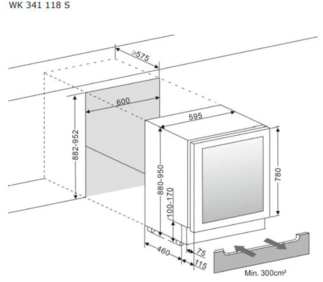 Amica Einbauweinkühlschrank »WK 341 118 S«, für 52 St. Standardflaschen á 075l
