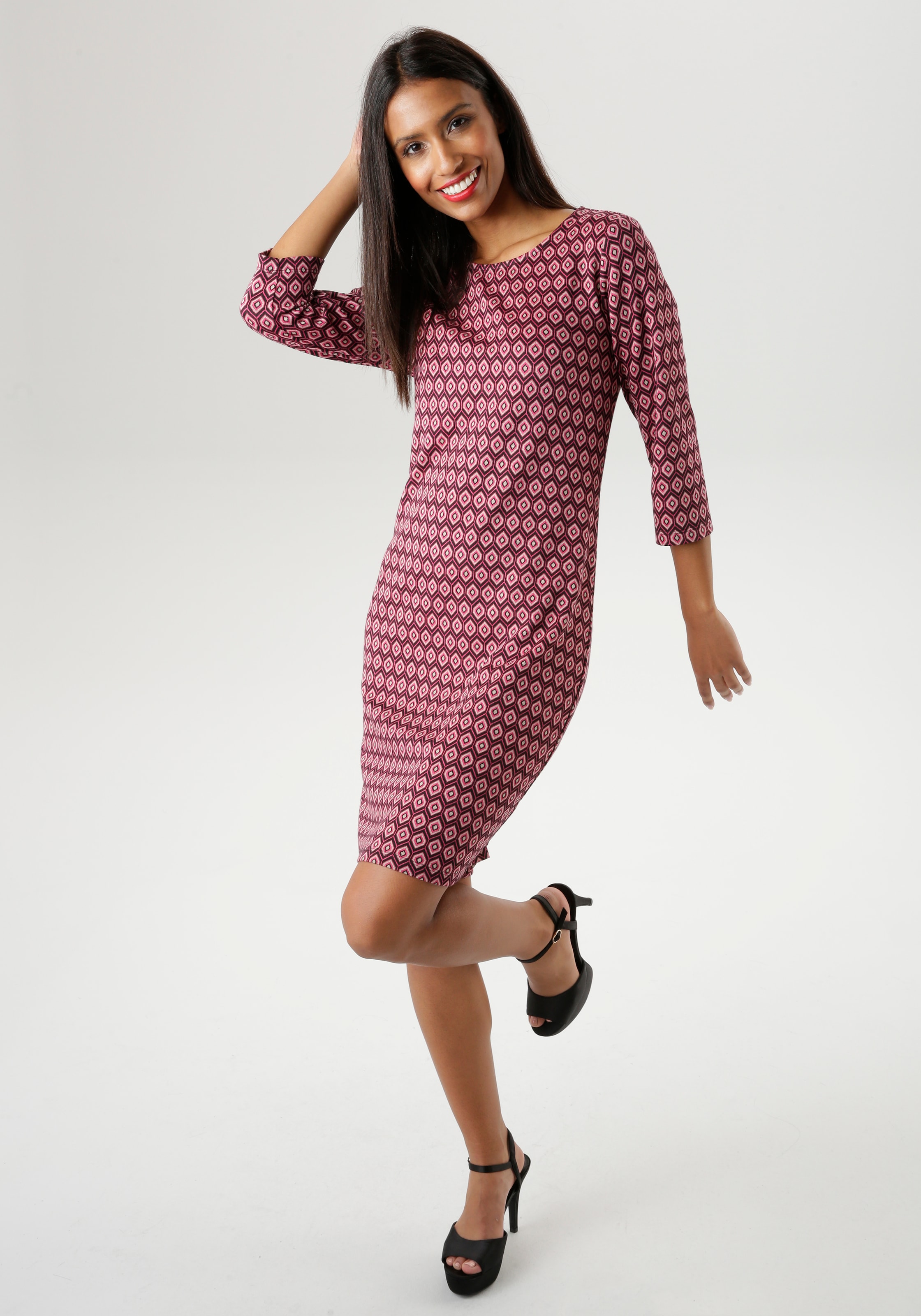 - mit NEUE KOLLEKTION Retromuster BAUR Aniston für Jerseykleid, bestellen trendy SELECTED |