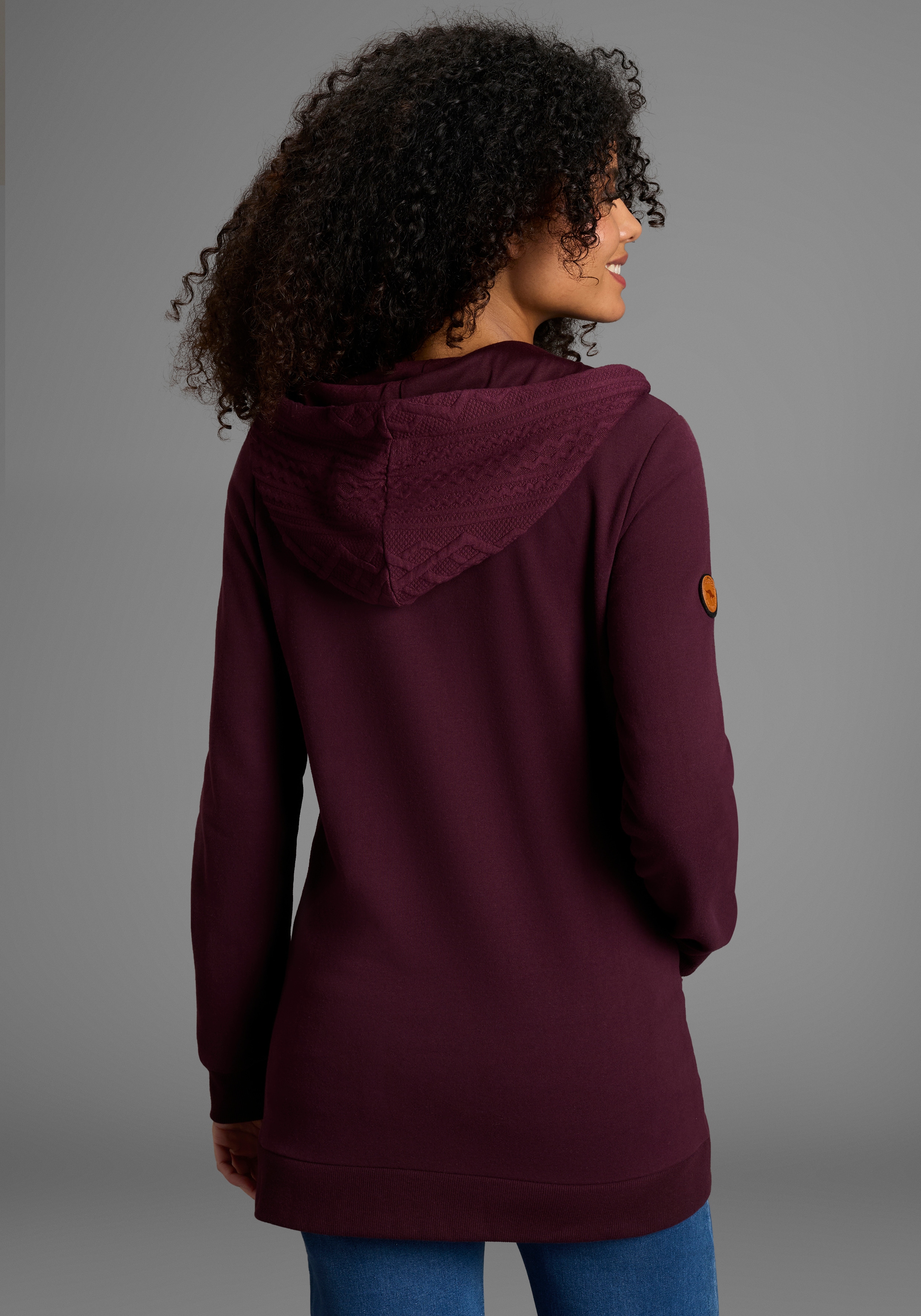 KangaROOS Kapuzensweatjacke mit Zopfmusterdetails günstig online kaufen