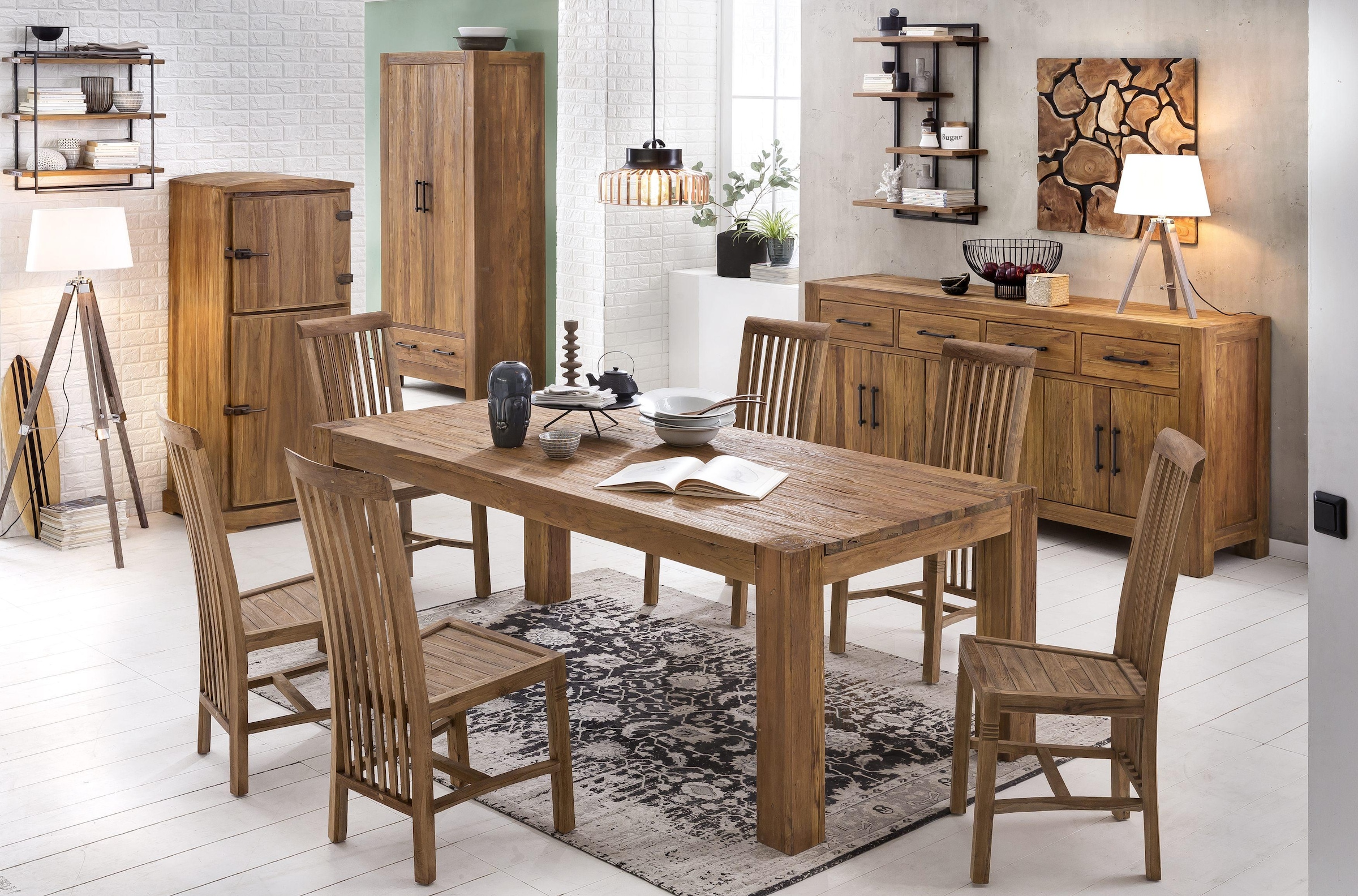 SIT Esstisch »Banda«, aus recyceltem Teakholz, Shabby Chic, Vintage