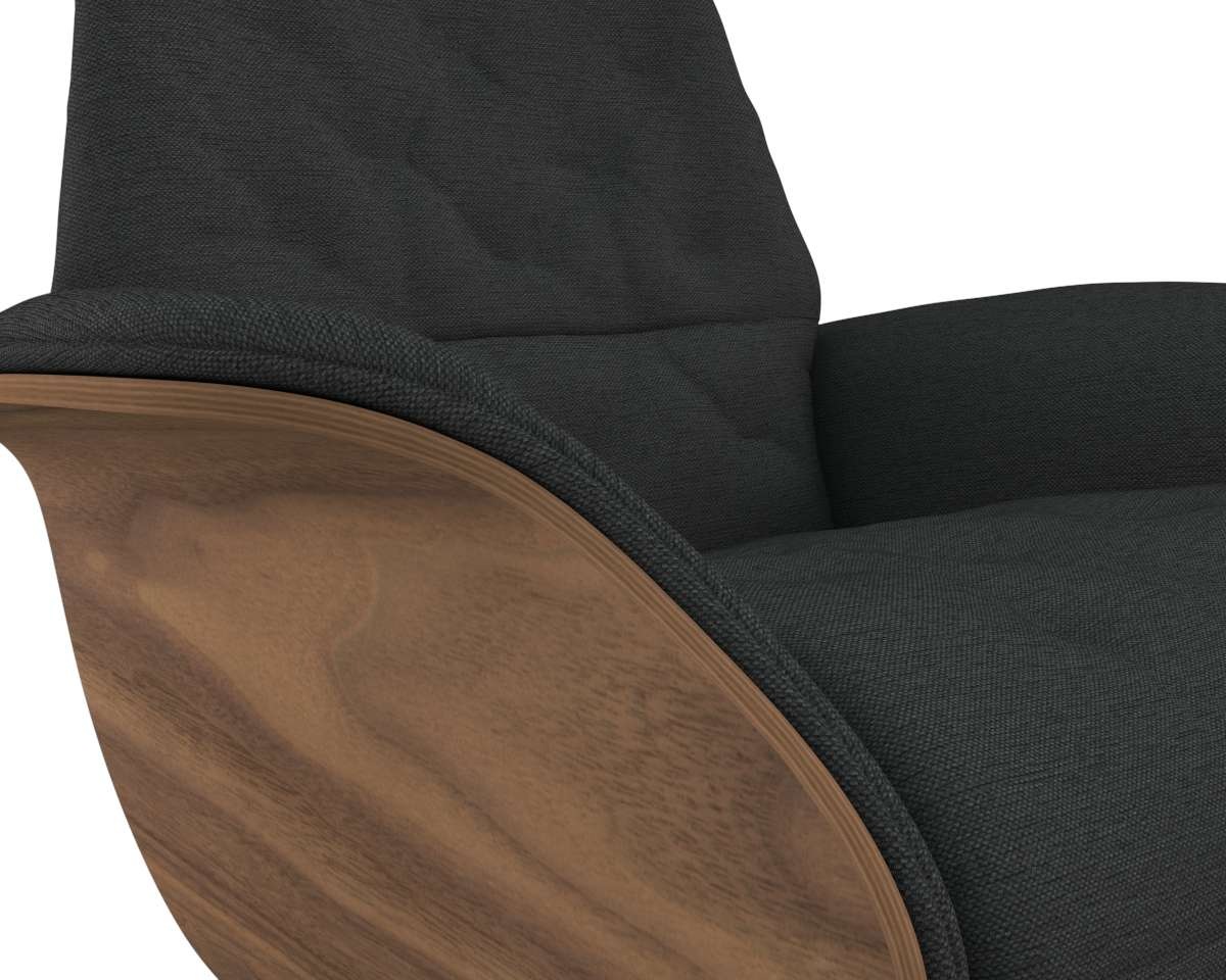 FLEXLUX Relaxsessel »Volden elektrischer Funktionsessel«, Größe M, Rücken & Fußteil elektrisch, Akku, Arml. Walnuss, Fuß schwarz