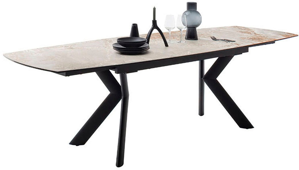 MCA furniture Esstisch »OSSANA Vierfußtisch 180-260 cm«, (Einzelstück), Keramik,Metall,Stirnauszug,ausziehbar,Tischplatte 13 mm,8-10 Personen