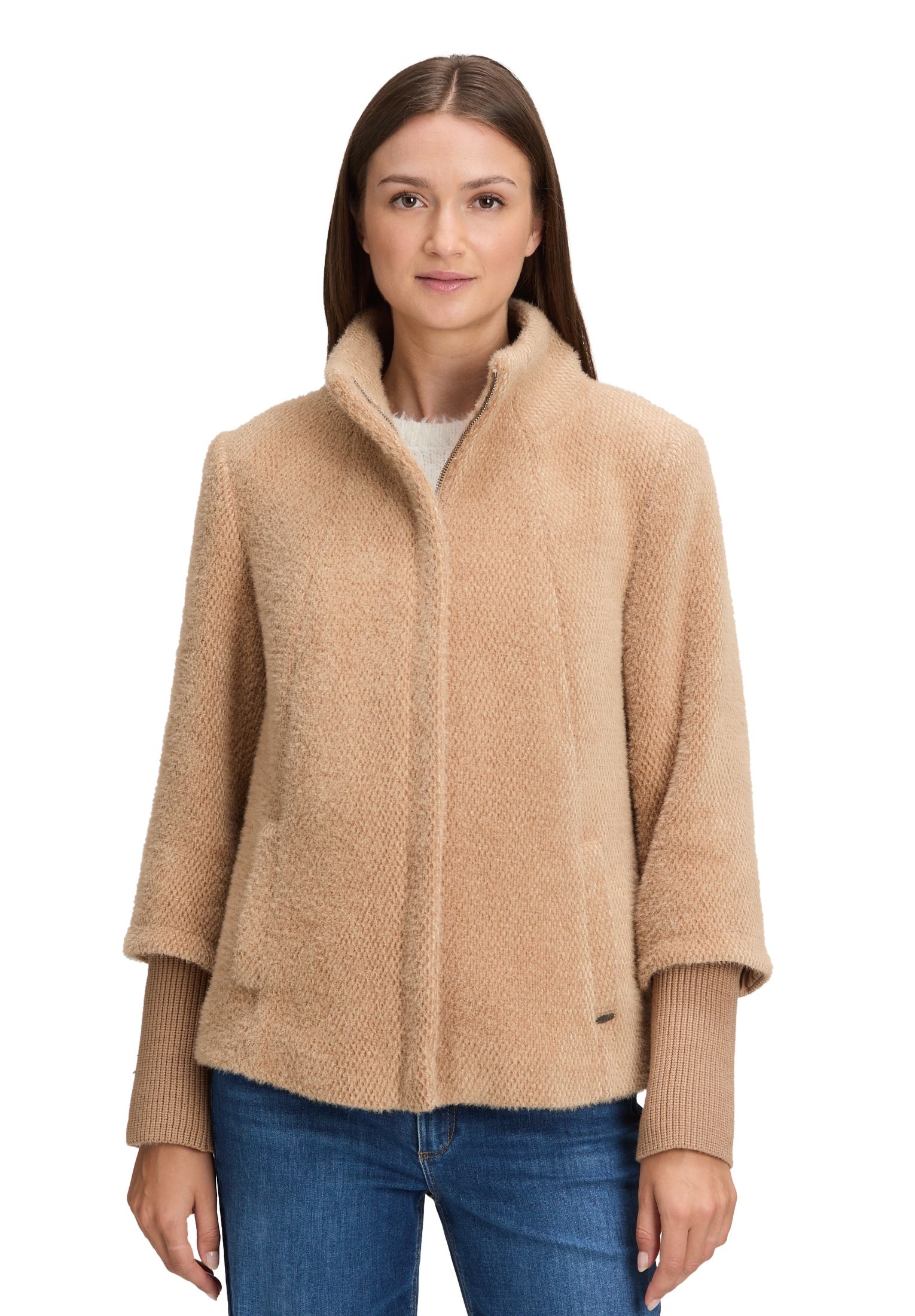Betty&Co Fellimitatjacke "Betty & Co Damen Kuscheljacke mit Rippbündchen" günstig online kaufen