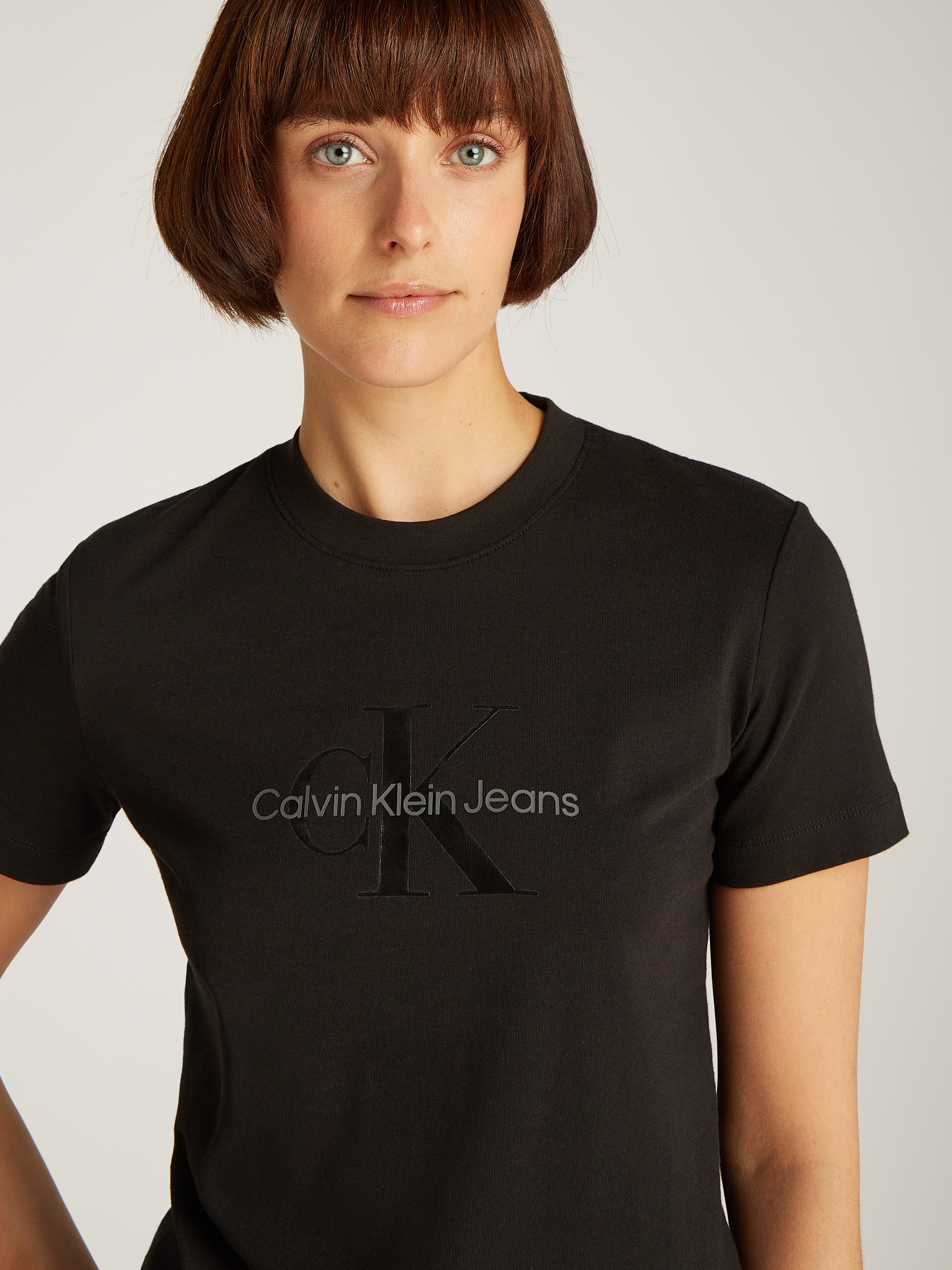 Calvin Klein Jeans Rundhalsshirt "GLOSSY MONOLOGO REGULAR TEE", mit Logodru günstig online kaufen