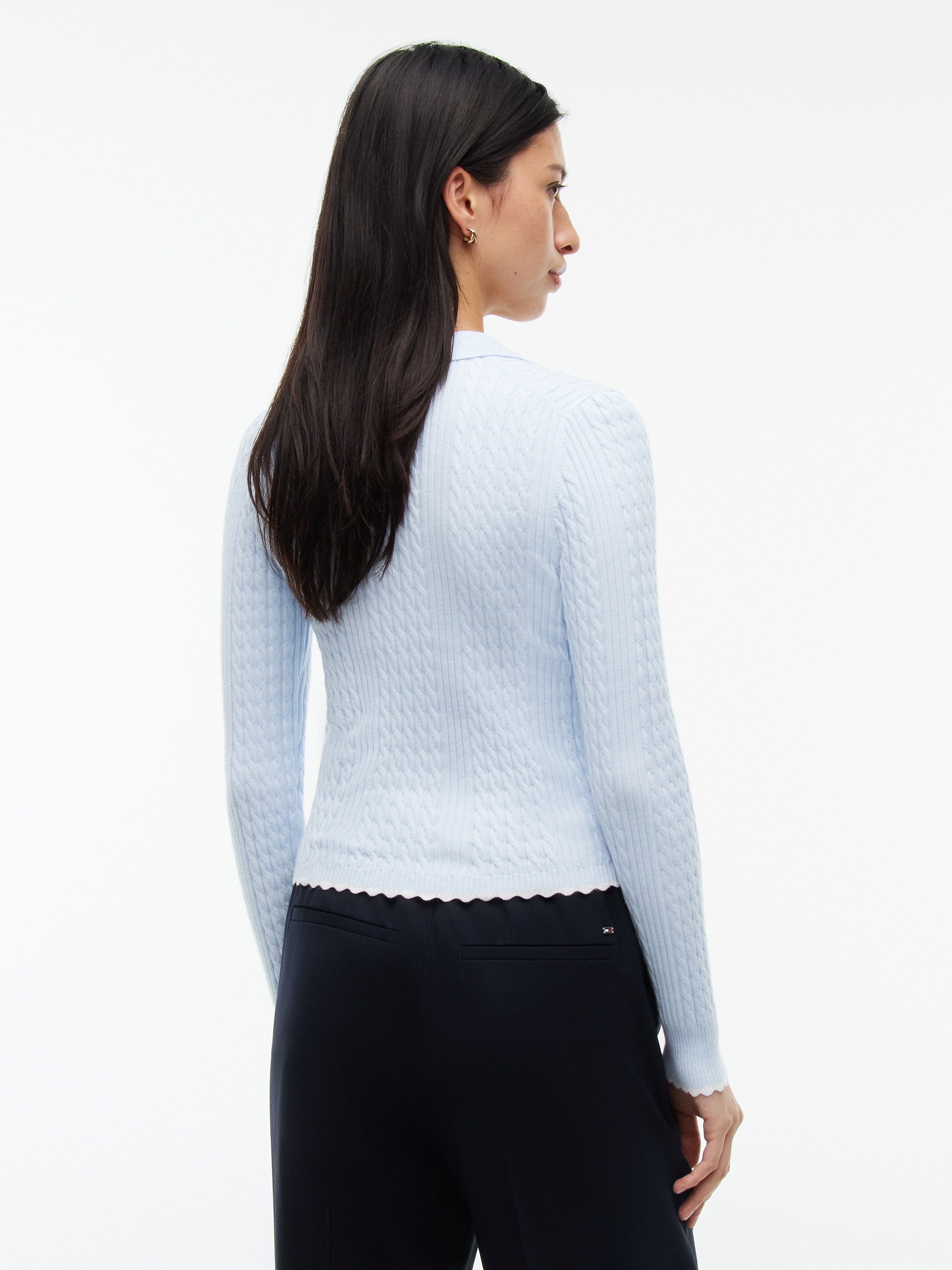 Tommy Jeans Polokragenpullover »TJW MICRO CABLE POLO SWEATER EXT« Viskosemischung, mit Zopfmuster