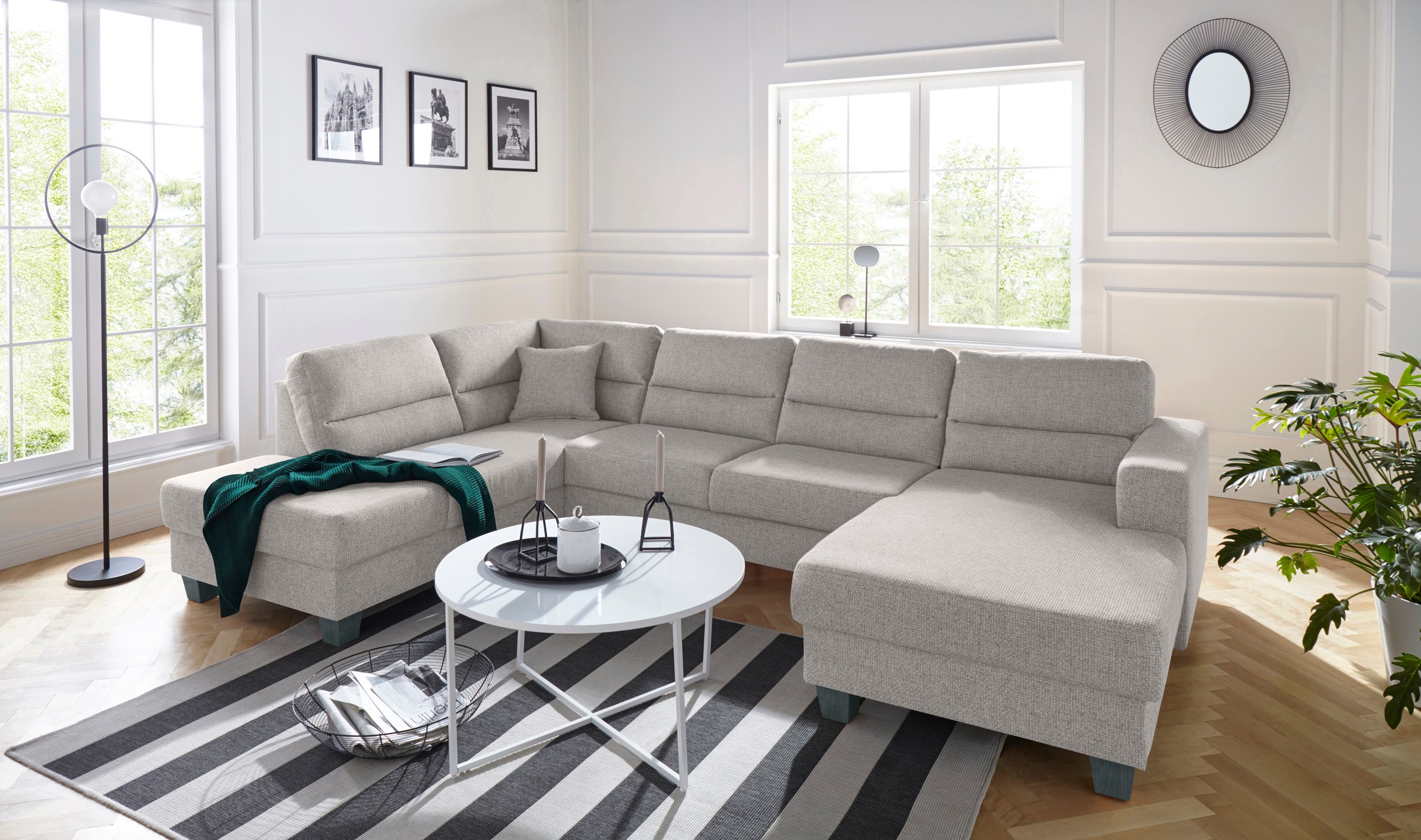 TRENDMANUFAKTUR Wohnlandschaft »Chamber, zeitlos und modern, bequem, hoher Sitzkomfort, U-Form«, wahlweise mit Schlaffunktion