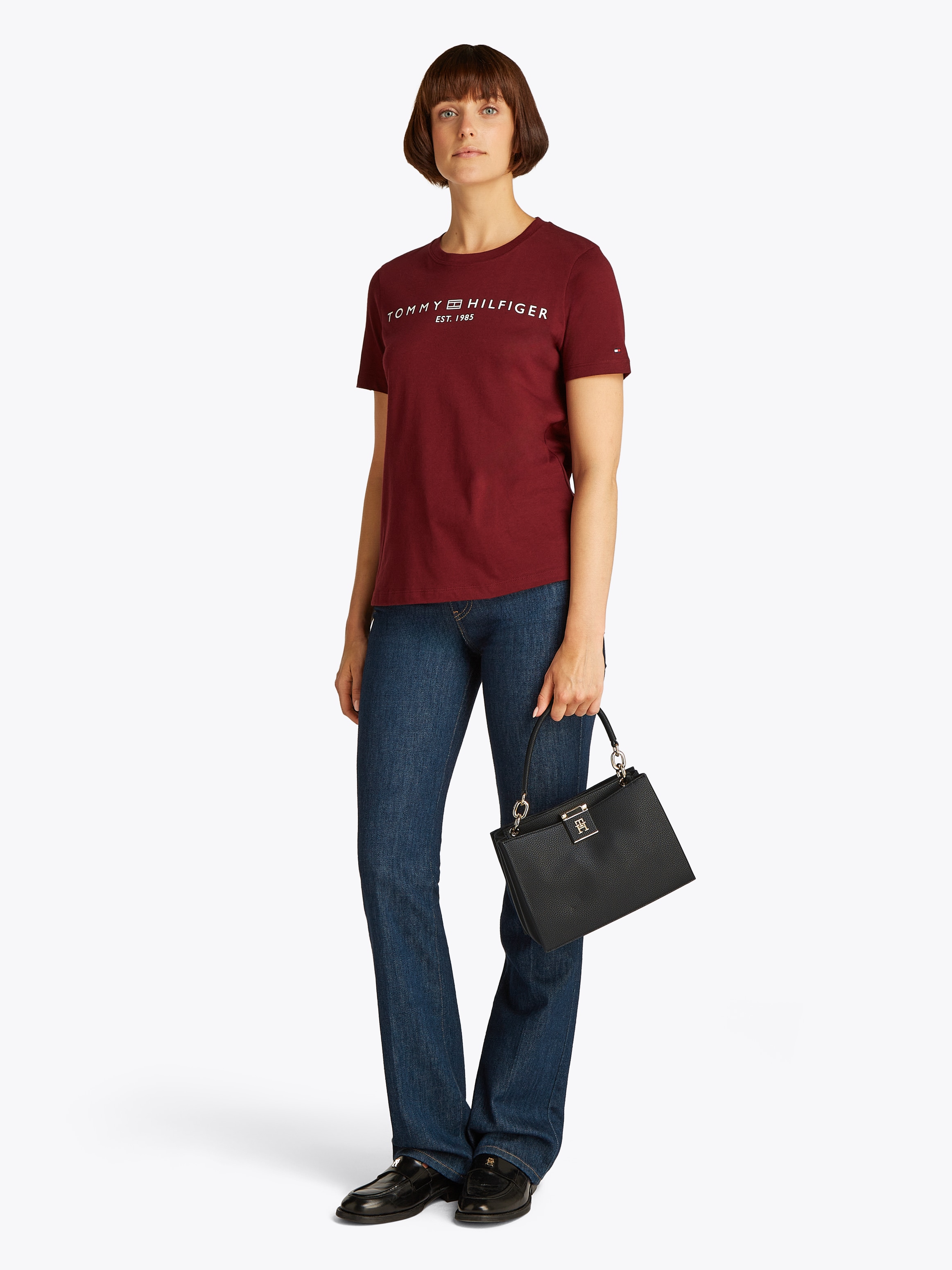 Tommy Hilfiger Tragetasche »TH HER MINI TOTE«, Damen Henkeltasche, Umhängetasche mit goldfarbener Zierkette