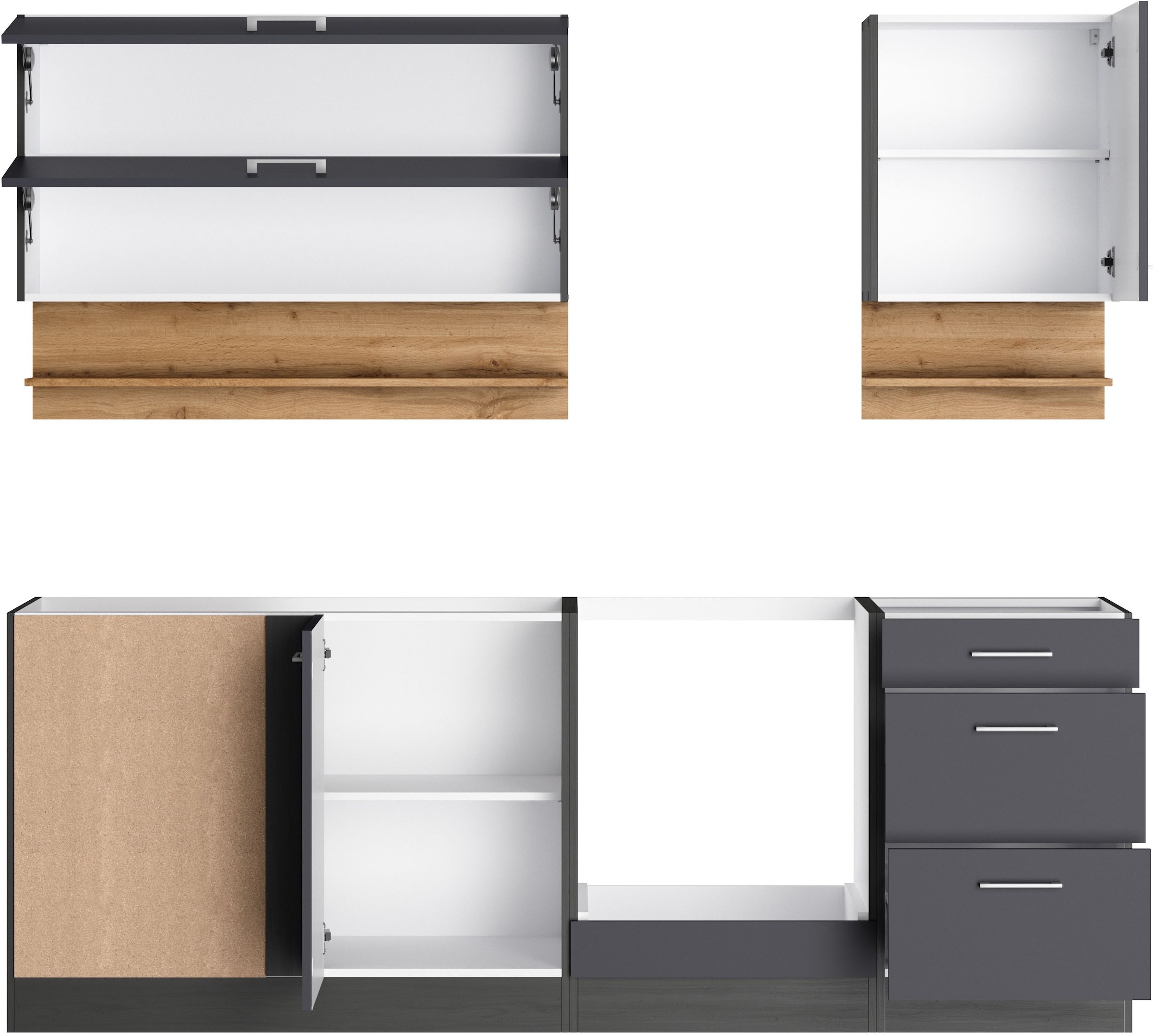 KOCHSTATION Winkelküche »KS-Milan« Stellbreite 220/220 cm, viel Stauraum, wahlweise mit E-Geräten