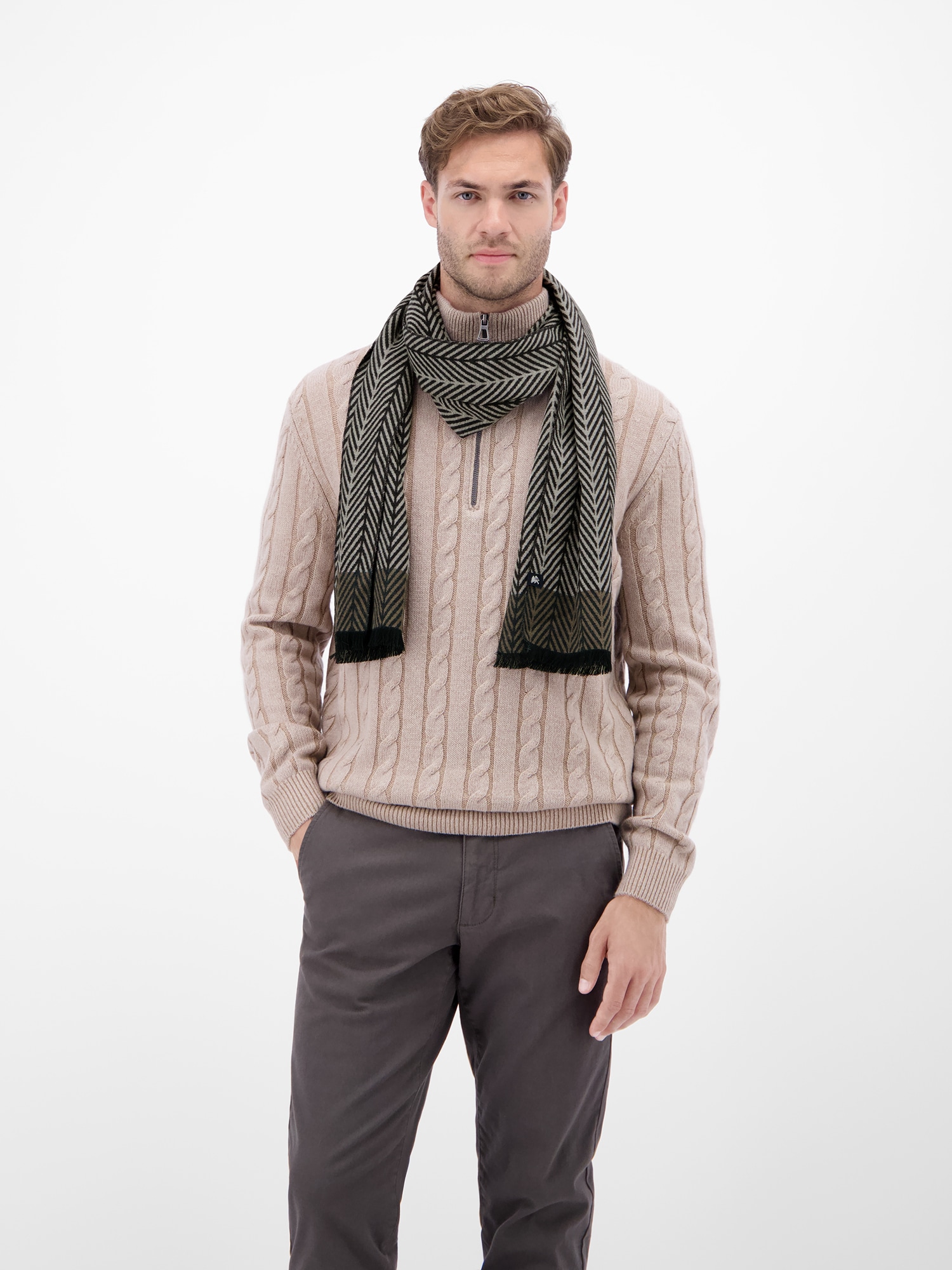 LERROS Wollschal »LERROS Herrenschal mit Fischgrat-Muster«