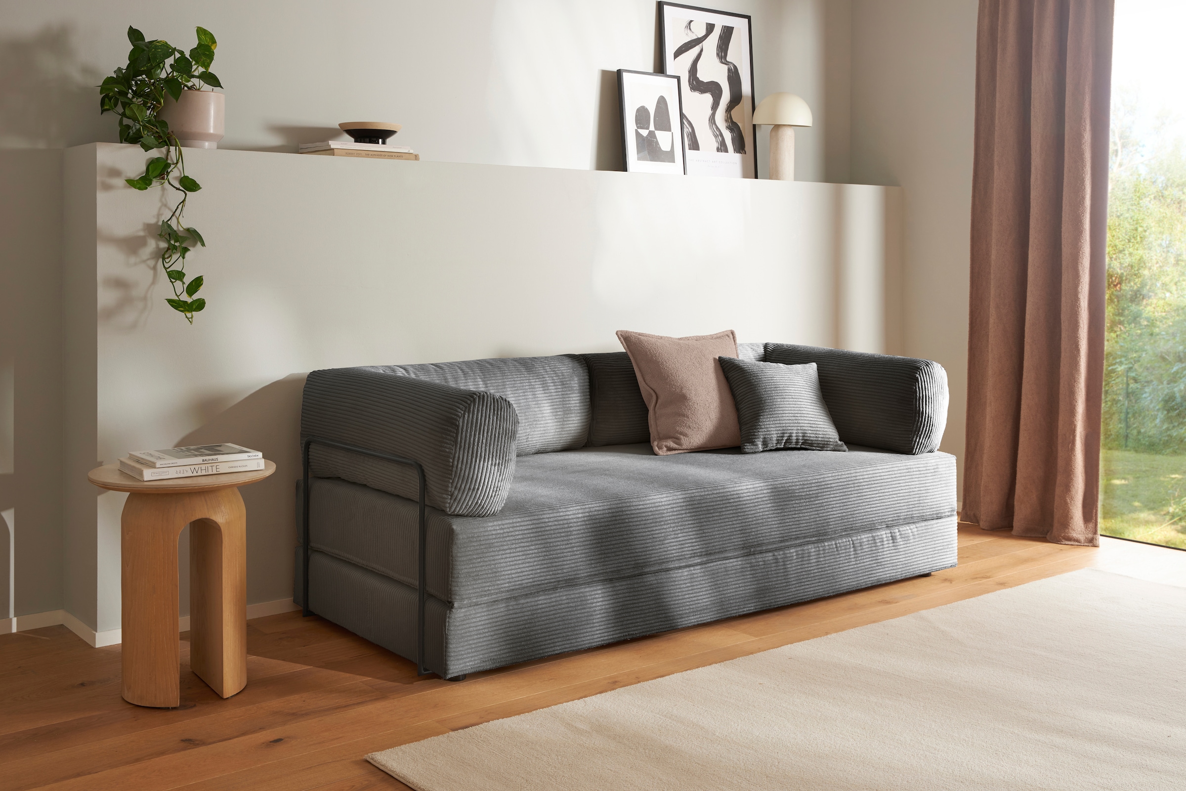 homsy by Ana Johnson Schlafsofa »Folda, Dauerschläfer, Breite 206 cm, Liegefläche 181x198 cm« mit Bett-/Schlaffunktion, inkl. 1x Zierkissen, Tonnentaschenfederkern