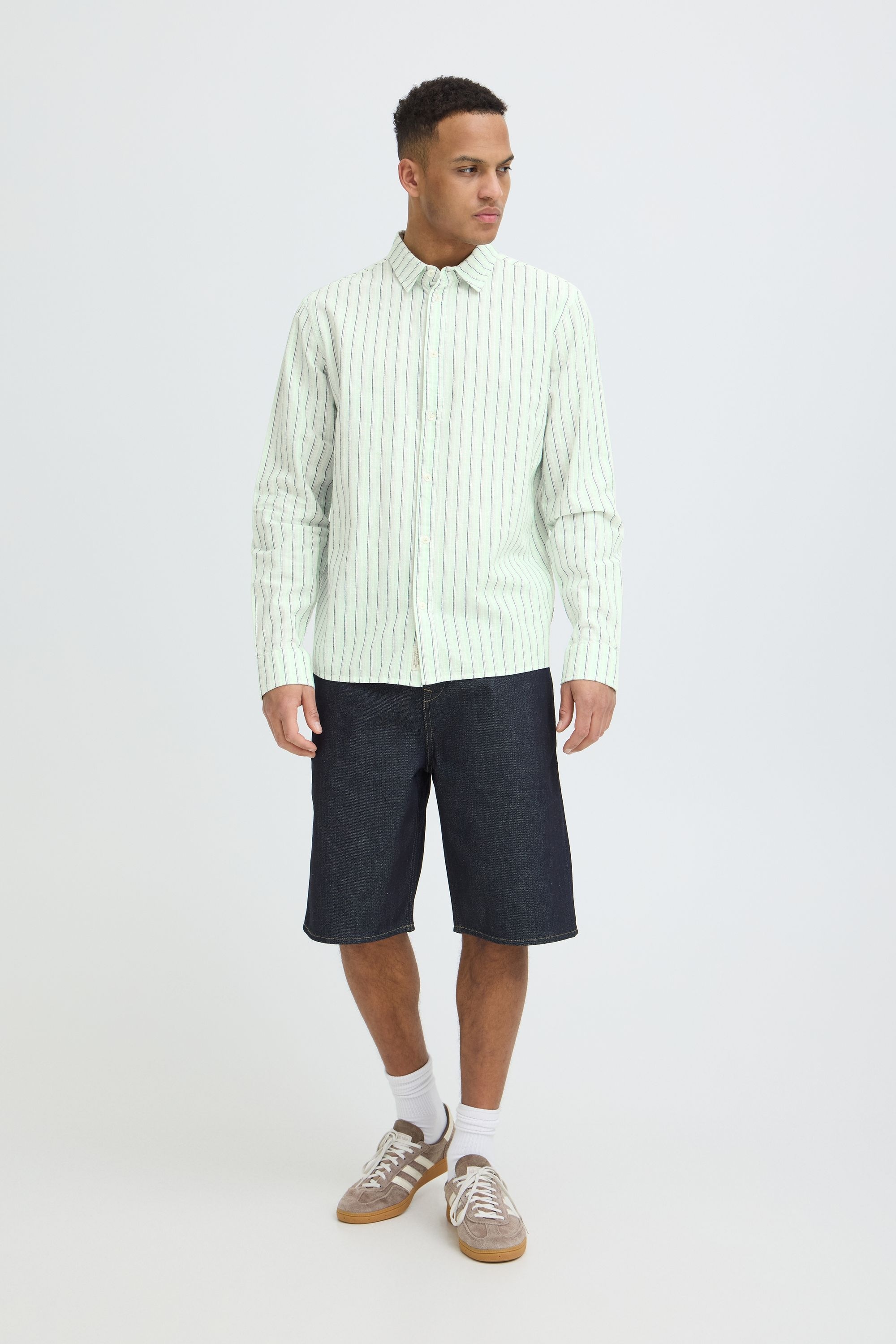 Blend Leinenhemd »BHAban Linen Mix Striped« Gestreiftes Hemd mit 2-Knopf-Manschette