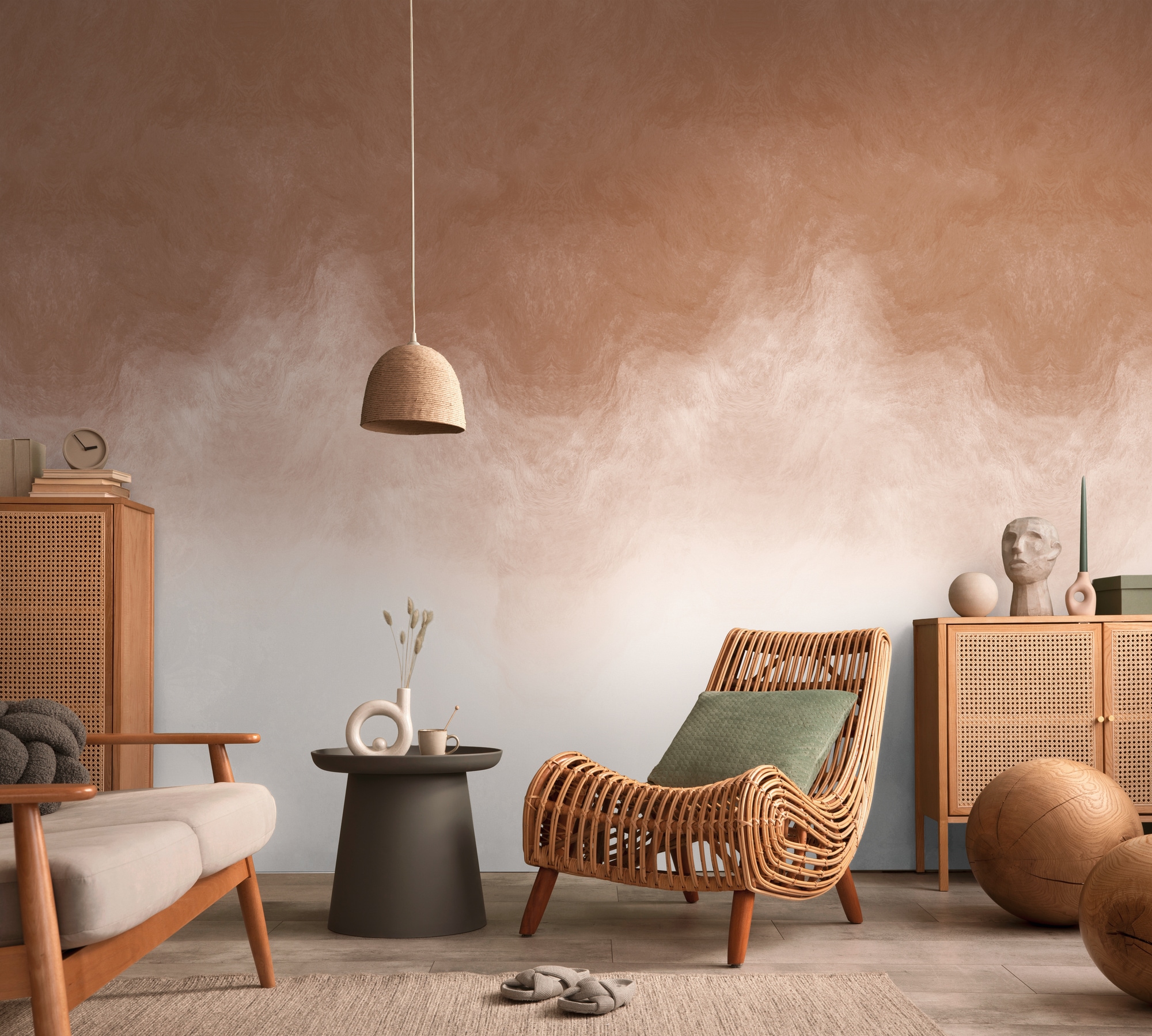 living walls Vliestapete »Vibes & Styles Caldera – Soft Gradient Fototapete« Kunst leicht strukturiert Sanfter Farbverlauf im Aquarellstil mit weicher, moderner Ausstrahlung