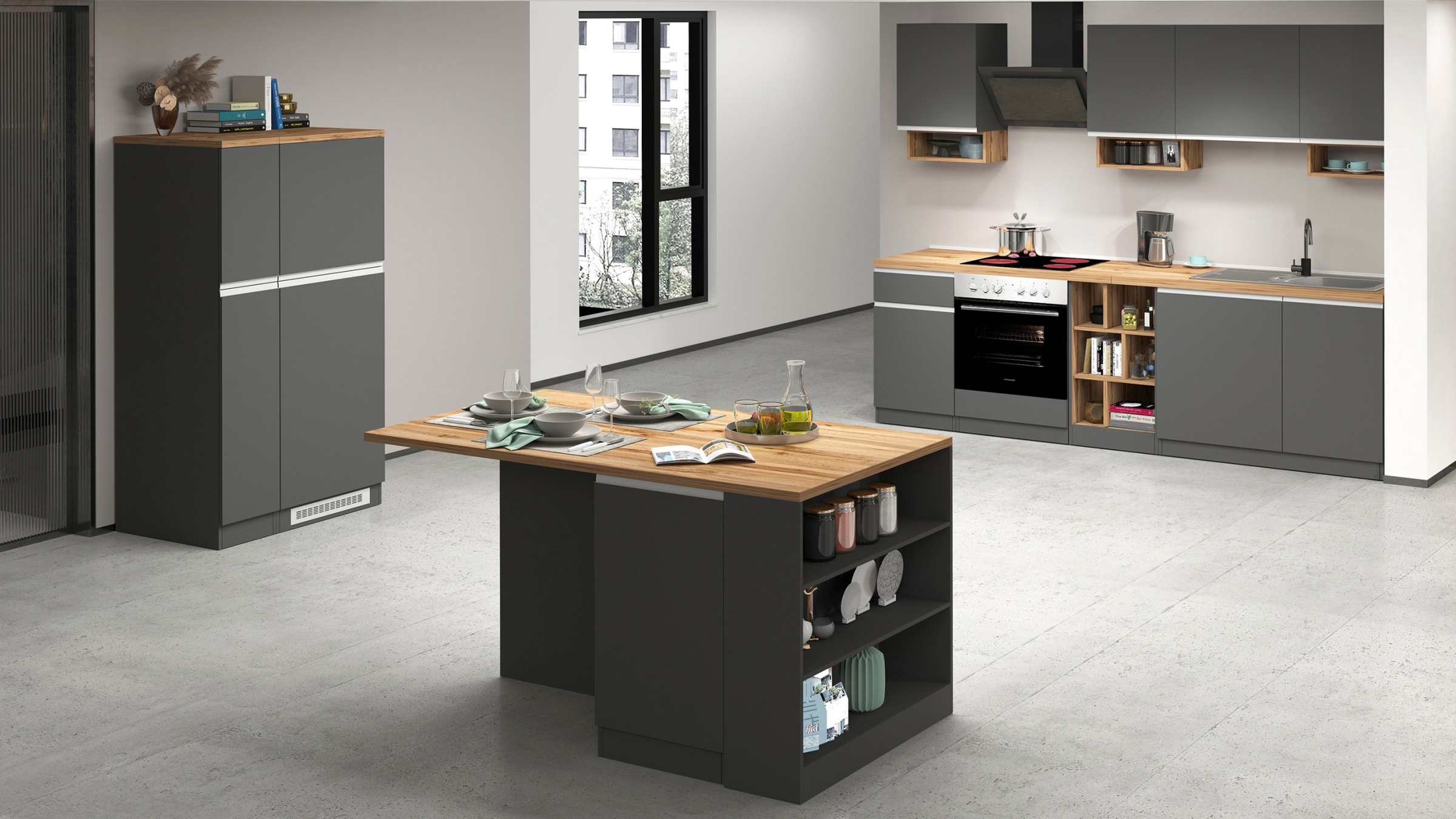 KOCHSTATION Küchenzeile »KS-Sole«, Breite 256 cm, mit Geschirr-Abtropfschrank, ohne E-Geräte