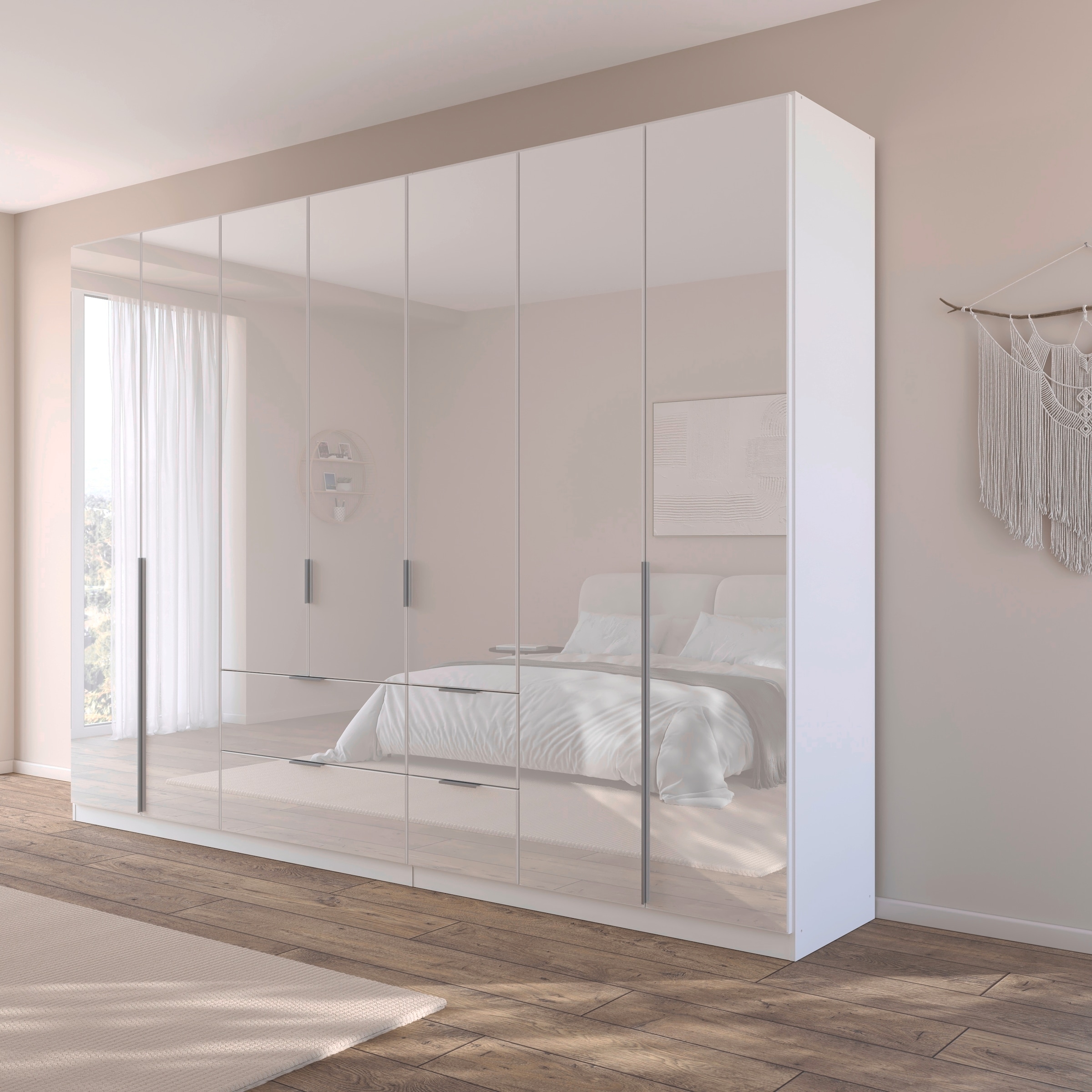 rauch Drehtürenschrank »Kleiderschrank Kleiderschränke Schrank Garderobe AGORDO mit Glasfront«, (in zwei Griff-Farben mit Glasfront), mit Außenschubkästen, in 6 Breiten und 2 Höhen MADE IN GERMANY