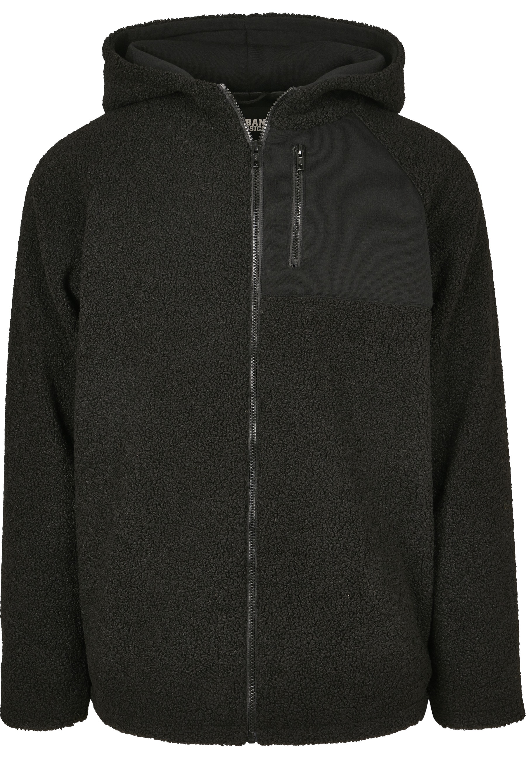 URBAN CLASSICS Fleecejacke "Urban Classics Herren Hooded Sherpa Zip Jacket" 1 Stk. tlg. mit Kapuze