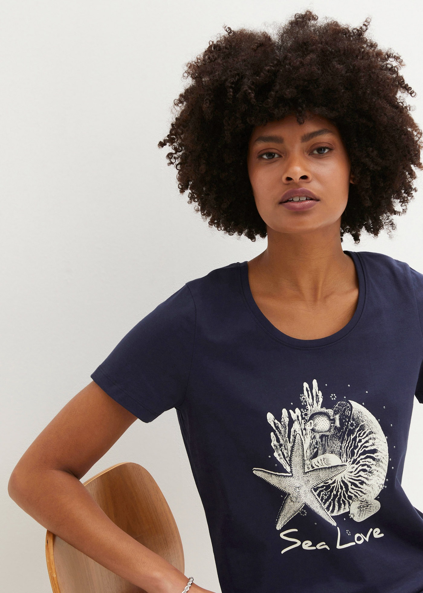 bonprix T-Shirt "T-Shirt Sea Love" lockere Passform, Kurzarm-Design, mit ma günstig online kaufen