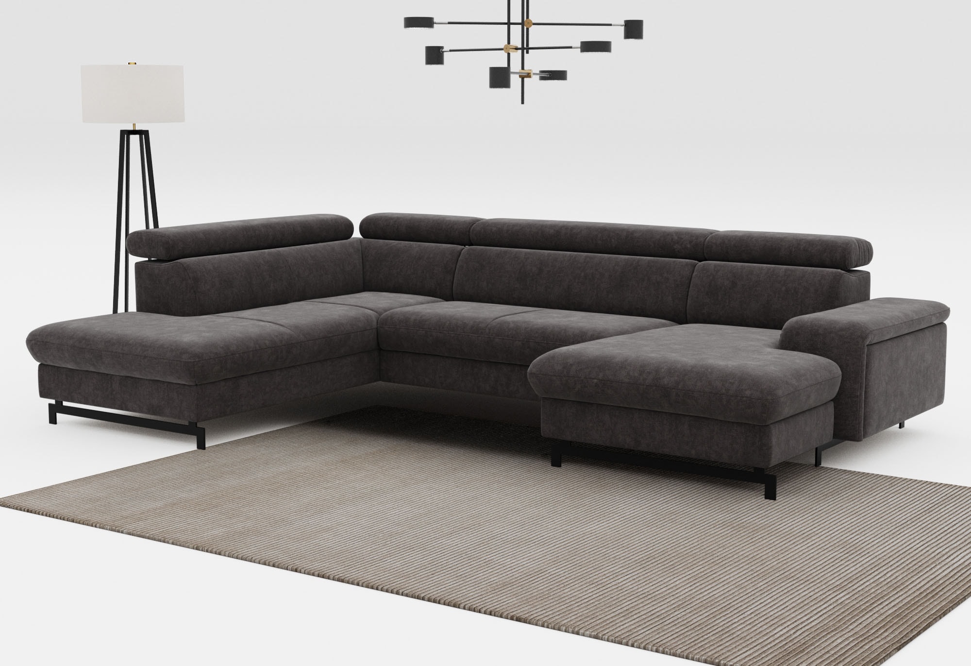 COTTA Wohnlandschaft "Emma U-Form, B: 328 cm" mit Kopfteilverstellung, optional Schlaffunktion & Bettkasten