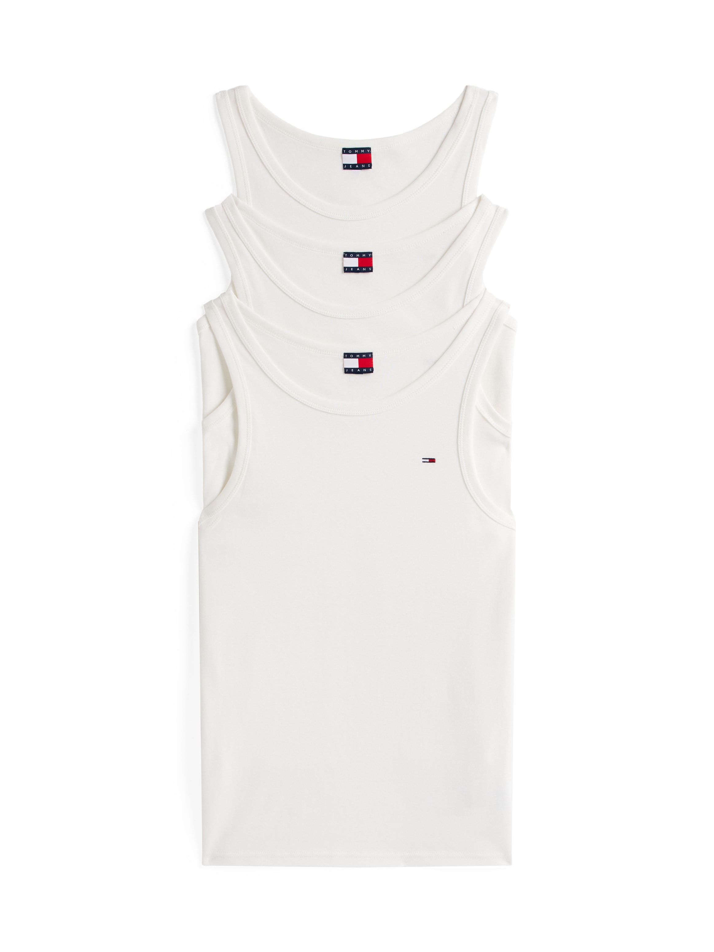 Tommy Jeans Tanktop »TJM XSLIM 3 PACK FLAG TANK EXT«, Mit tiefem Rundhalsausschnitt