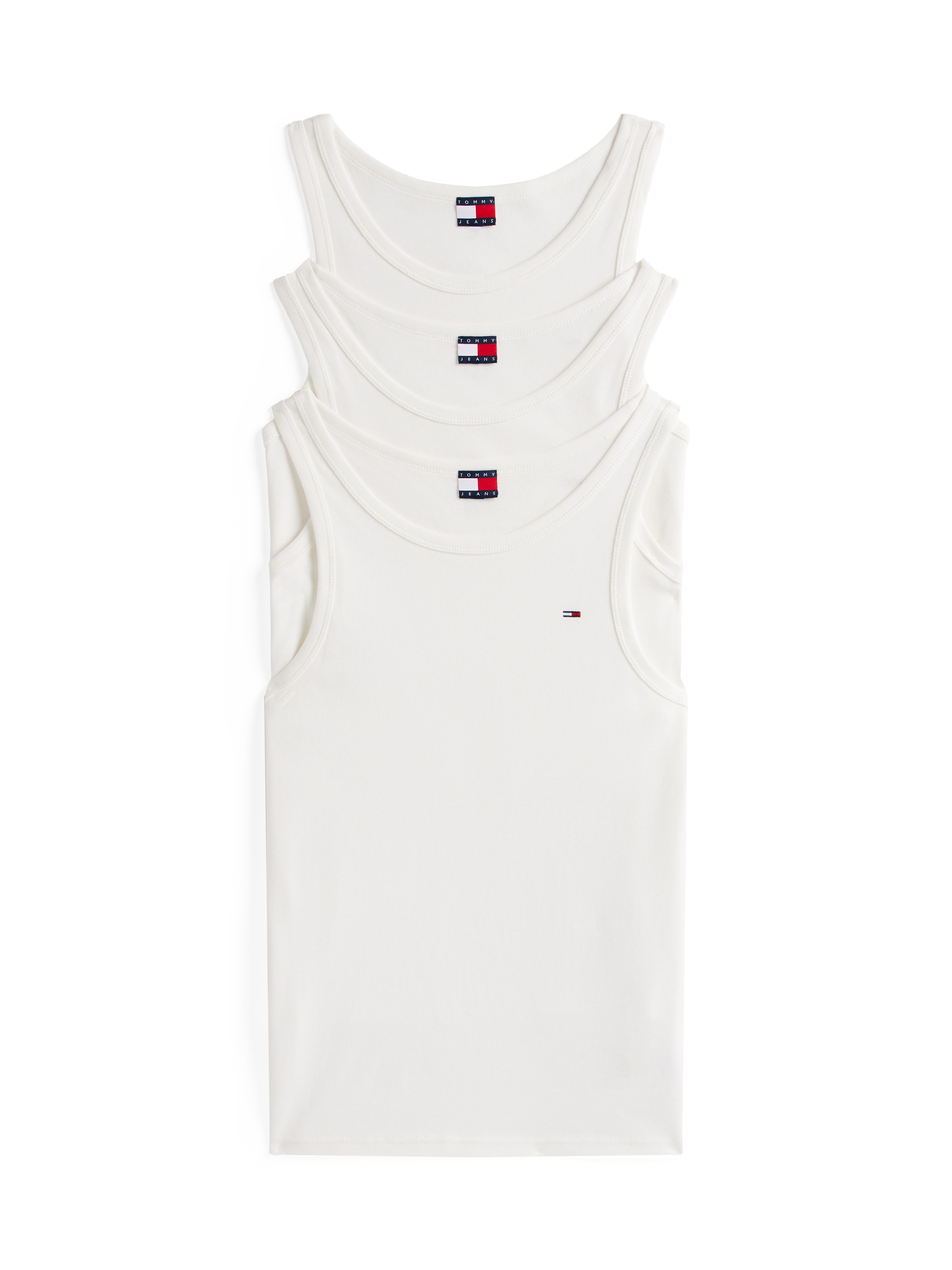 Tommy Jeans Tanktop "TJM XSLIM 3 PACK FLAG TANK EXT", Mit tiefem Rundhalsau günstig online kaufen