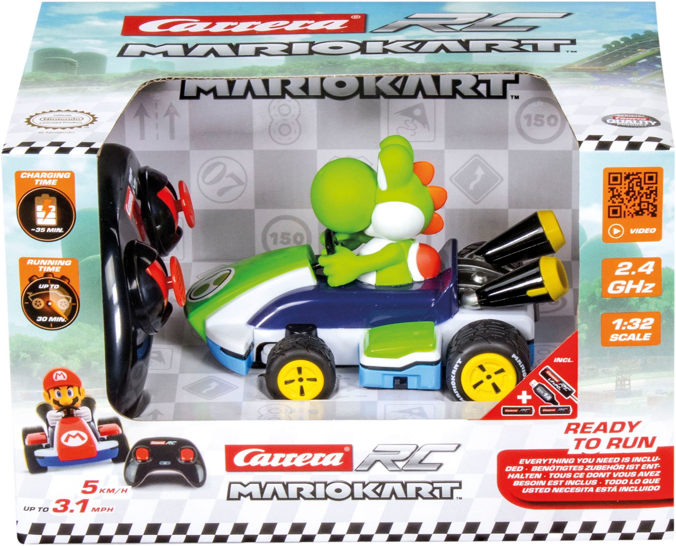 RC-Auto »Carrera® RC Mario Kart™ - Race Kart, Yoshi, 2,4GHz«