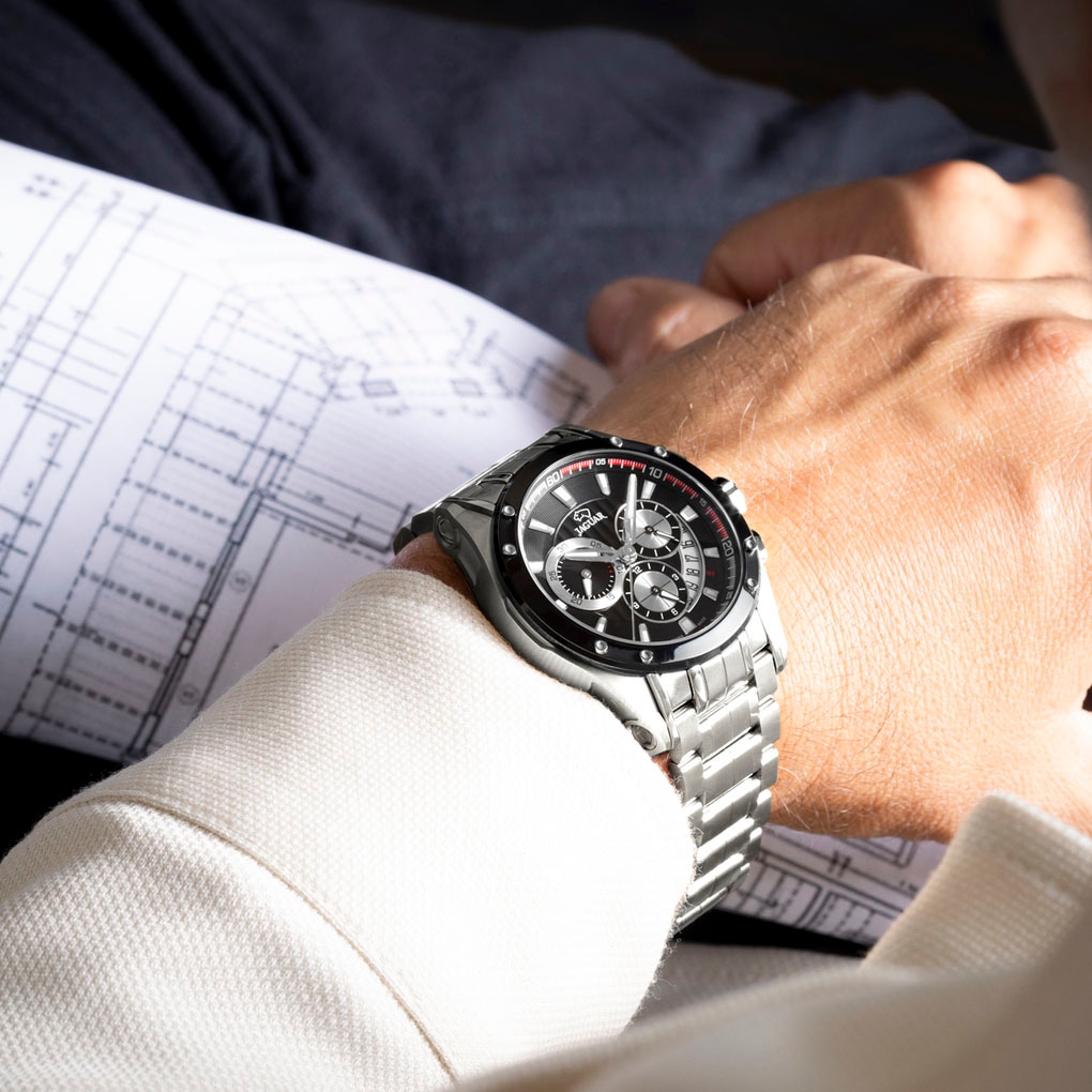 Jaguar Chronograph »Special Edition«, (Set, 3 tlg., Uhr mit Wechselband und Bandwechsler), Quarz,Armbanduhr,Herrenuhr,Swiss Made,Edelstahlarmband,Stoppfunktion