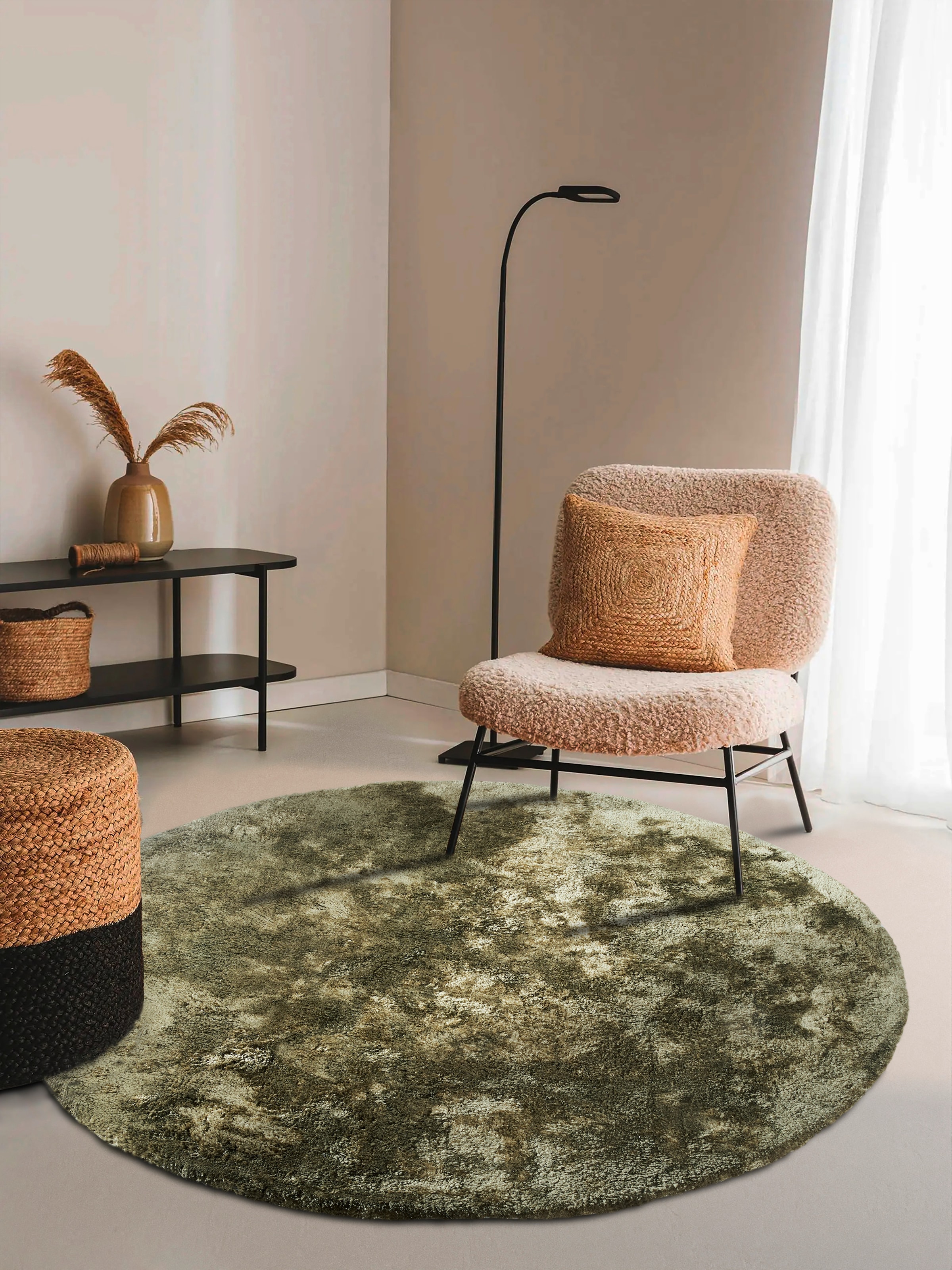 ELLE DECORATION Hochflor-Teppich »Calida«, rund, 28 mm Höhe, Langflor, Shaggy, einfarbig, flauschig, weich, glänzend, modern, uni