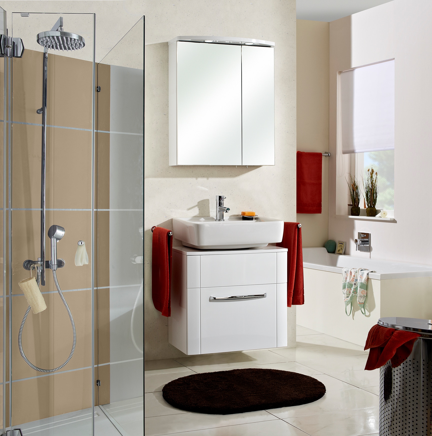 Saphir Badezimmerspiegelschrank »Spiegelschrank Serie 3006 inkl. LED-Beleuchtung, 2 Türen«, Badschrank 60 cm breit, inkl. Steckdose und Türdämpfer