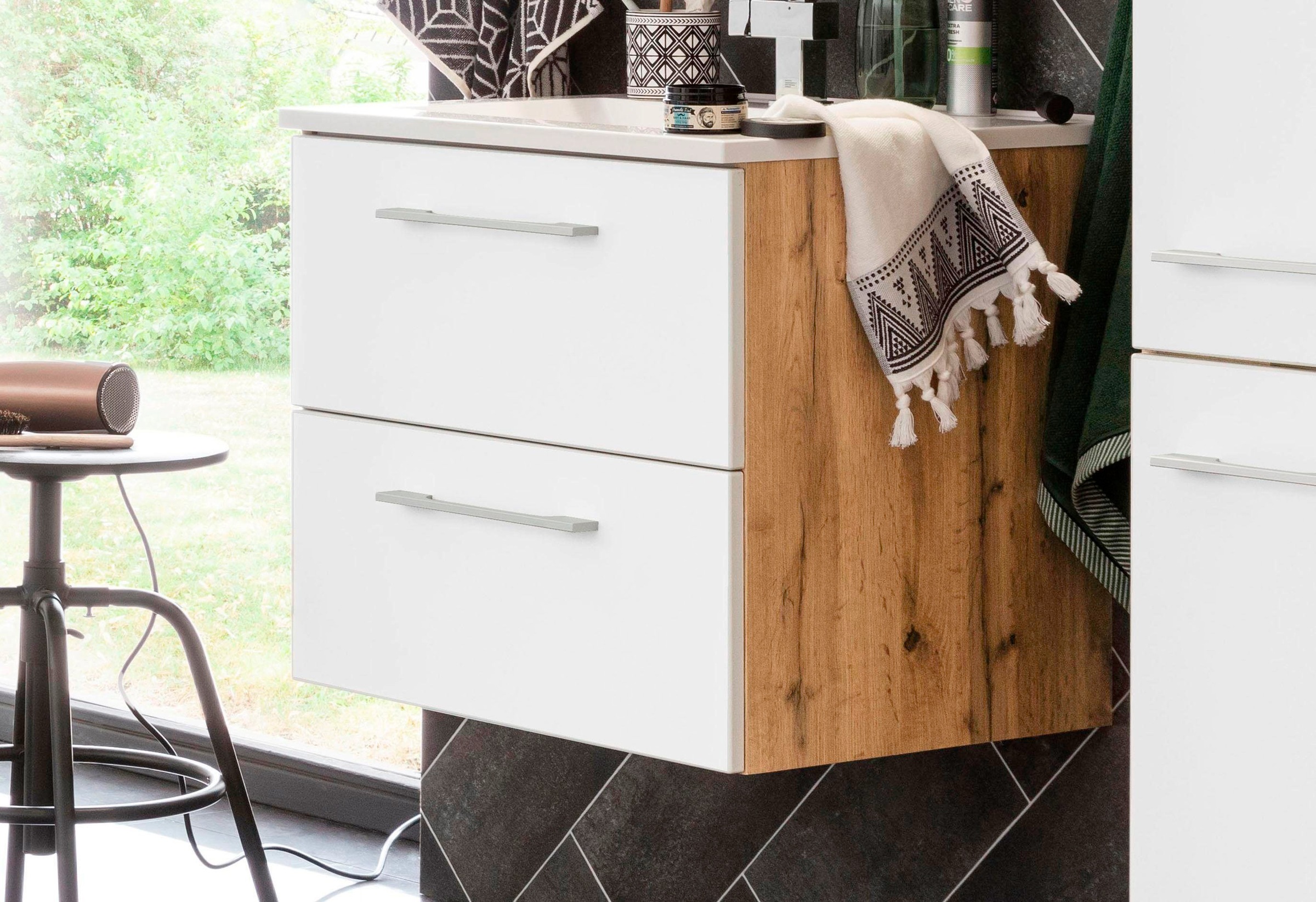 welltime Waschbeckenunterschrank »Soria«, Badmöbel, Waschtisch inkl. Waschbecken, Breite 60 cm