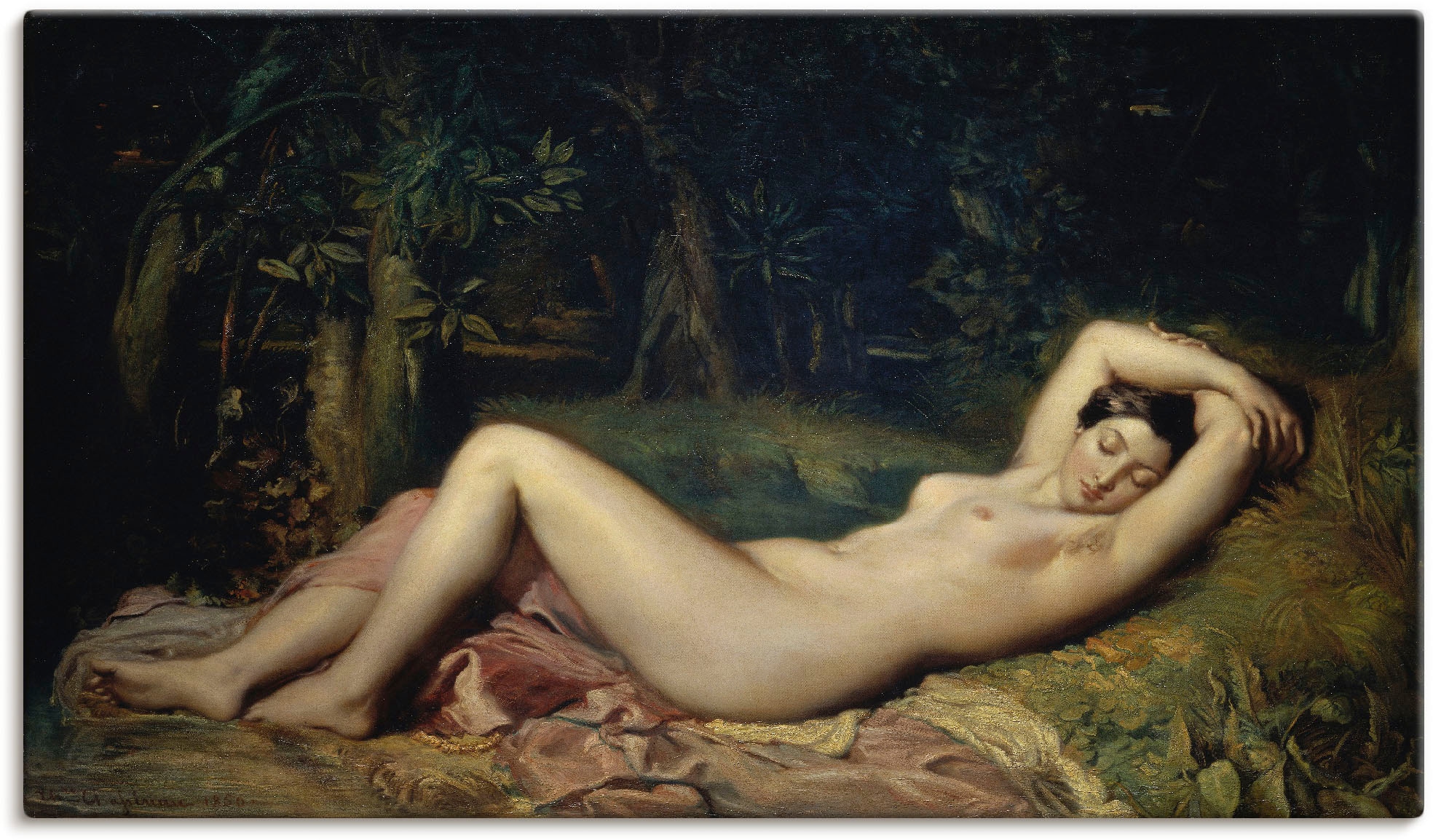 Artland Leinwandbild "Schlafende Nymphe.", Frau, (1 St.), auf Keilrahmen gespannt