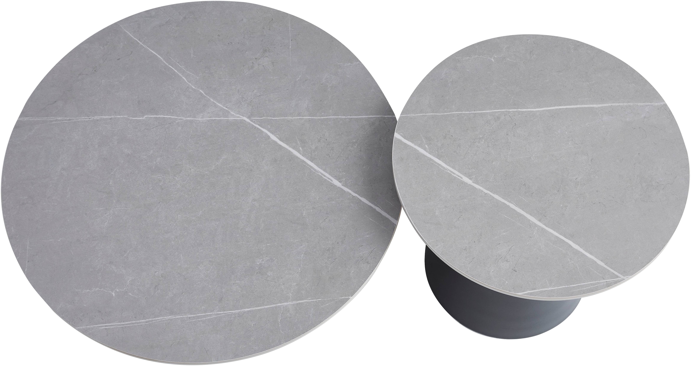 HELA Couchtisch »DUSTIN«, (Set, 2 St.), 2er Set Couchtisch; rund; Sintered Stone; Gestell kegelförmig