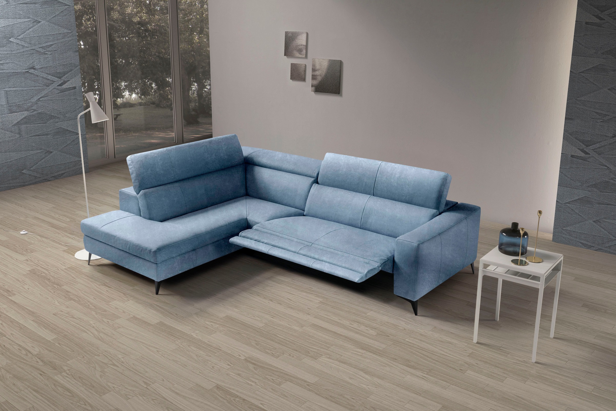 Egoitaliano Ecksofa »Edith, Designsofa mit hohem Sitzkomfort, L-Form«, inkl. elektrischer Relaxfunktion und manuell verstellbaren Kopfteilen