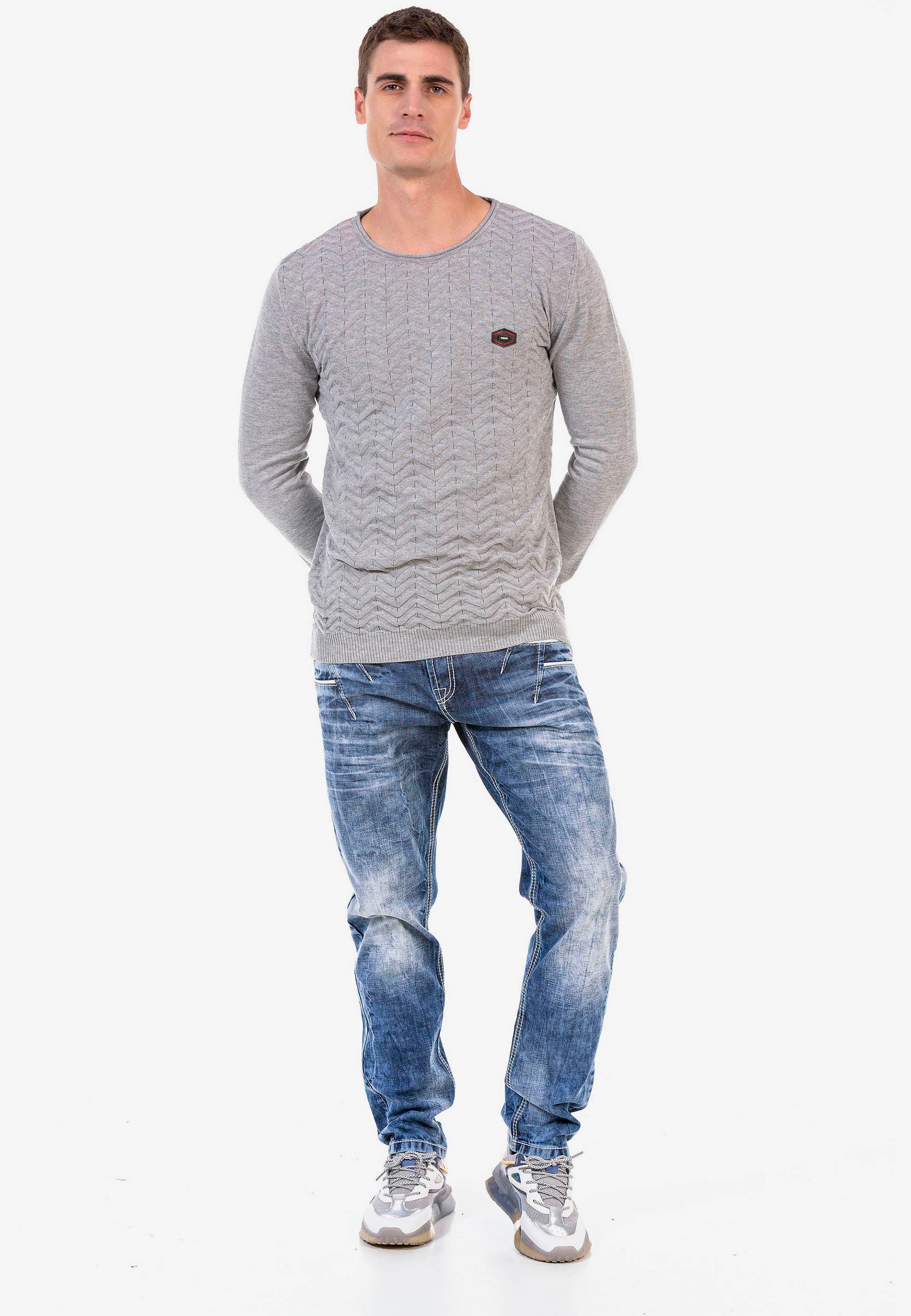 Cipo & Baxx Strickpullover, mit dezentem Strickmuster