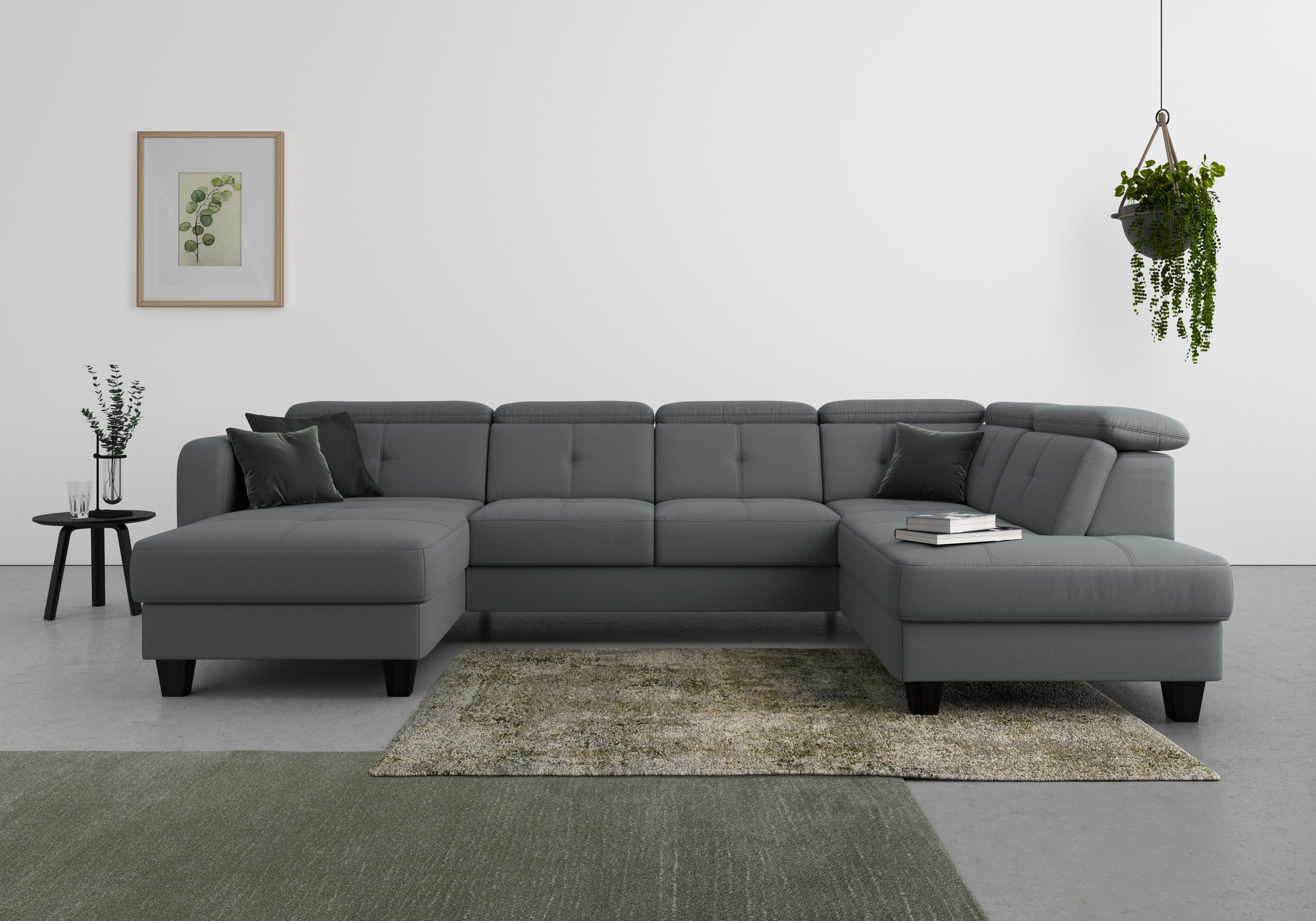sit&more Wohnlandschaft "Belluci U-Form" Kopfteilverstellung und Federkern, wahlweise mit Schlaffunktion