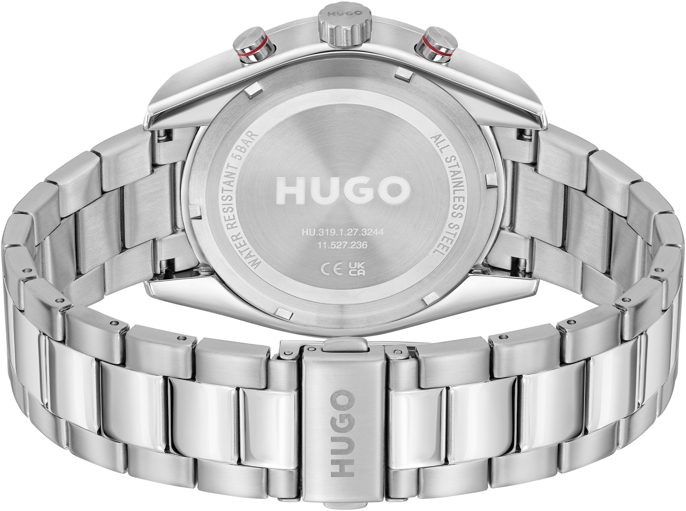HUGO Multifunktionsuhr »#FAST«, Armbanduhr, Quarzuhr, Herrenuhr, Datum, Edelstahlarmband