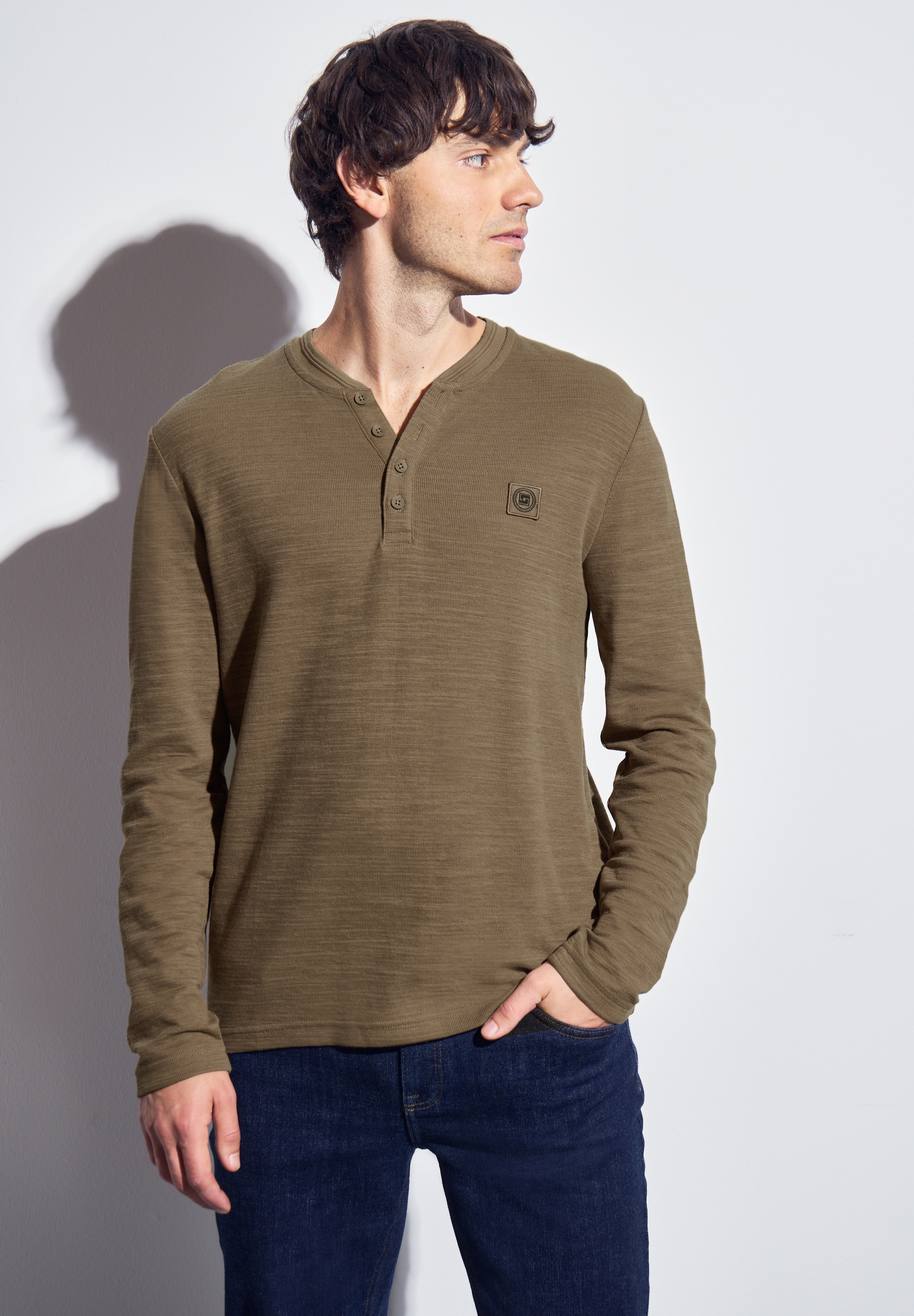 STREET ONE MEN Langarmshirt im soften Baumwoll-Mix