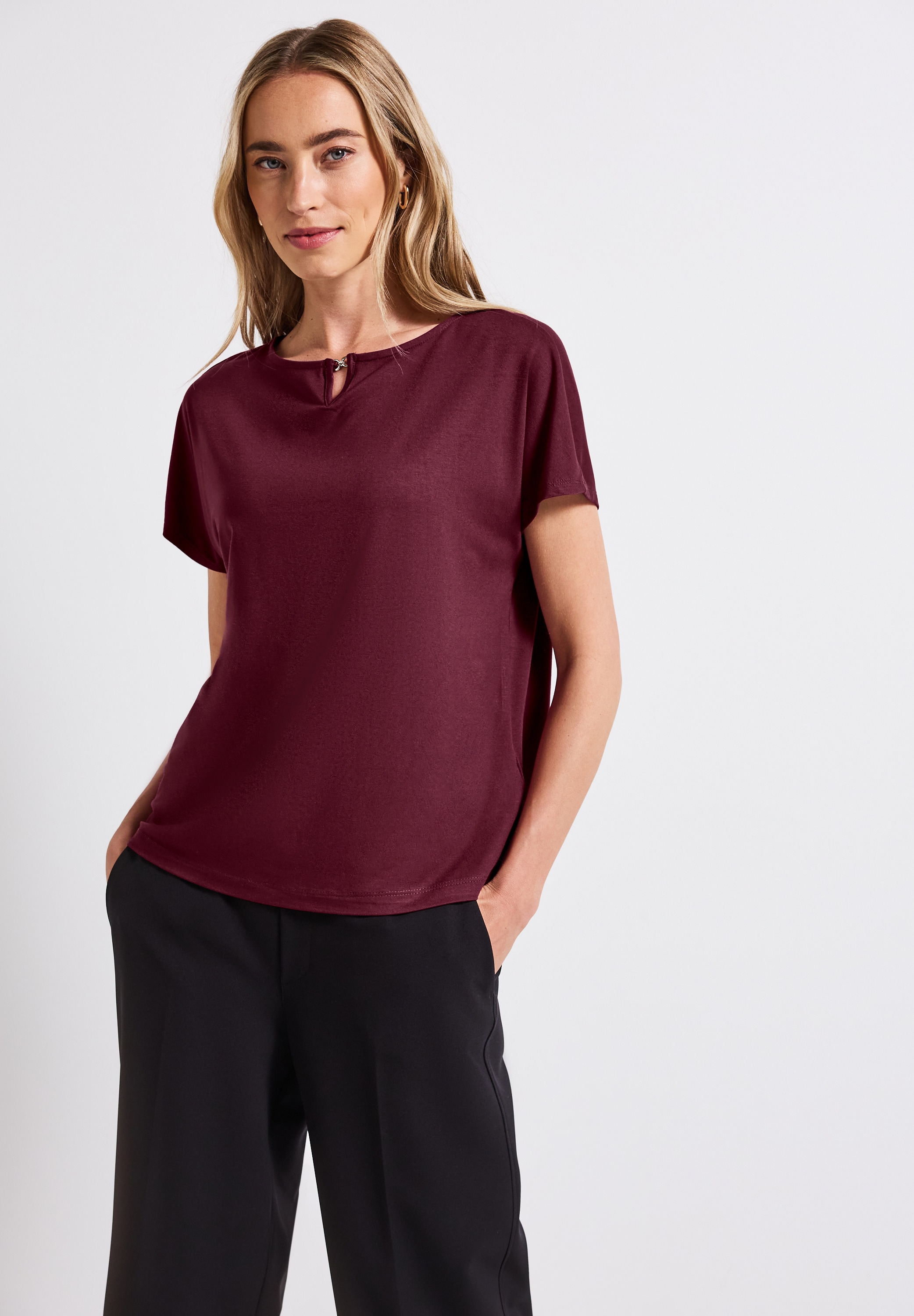 STREET ONE T-Shirt, mit Materialmix günstig online kaufen