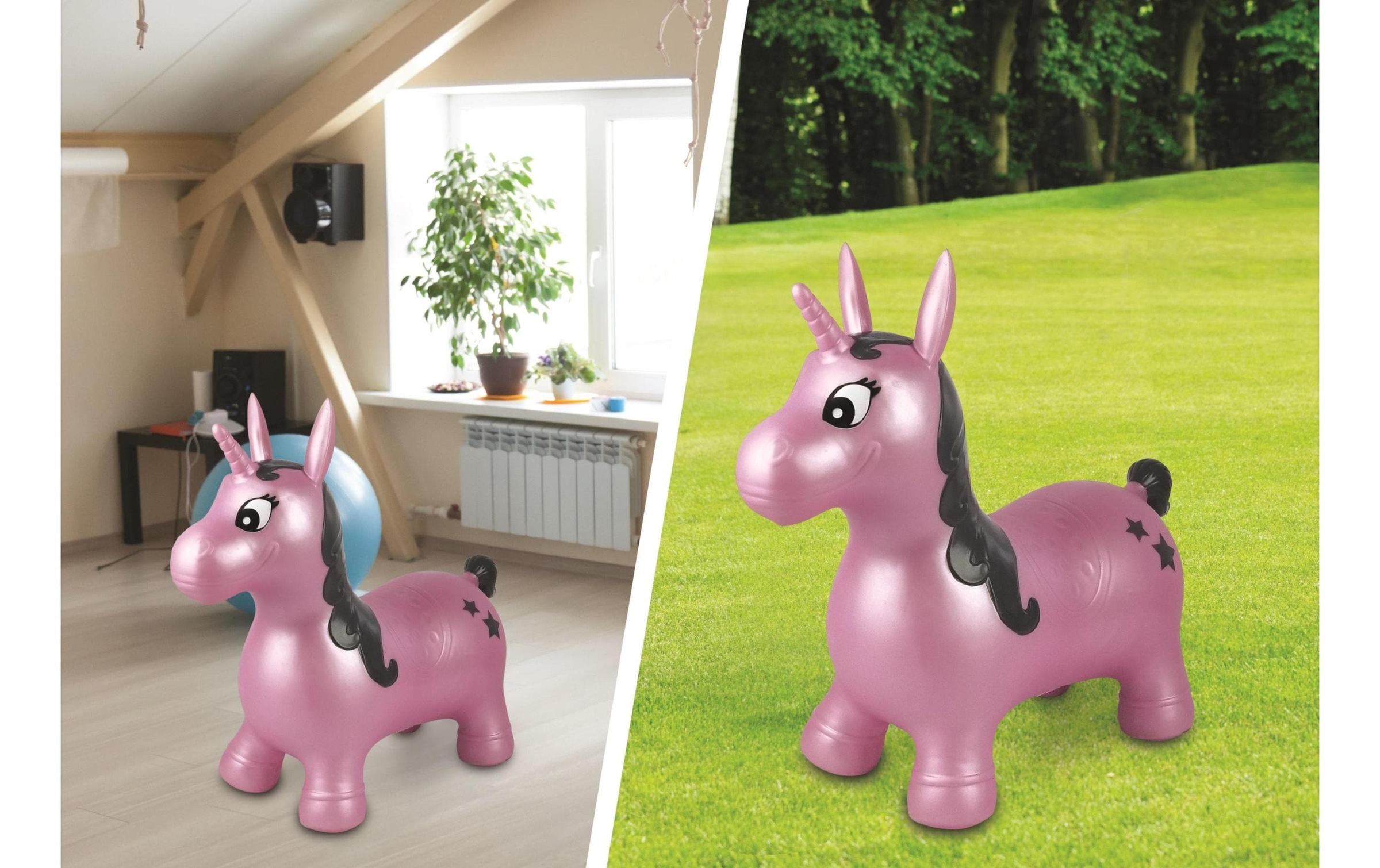 Lexibook® Hüpftier »Einhorn 50 cm« Schnell aufzublasen mit der mitgelieferten Handpumpe