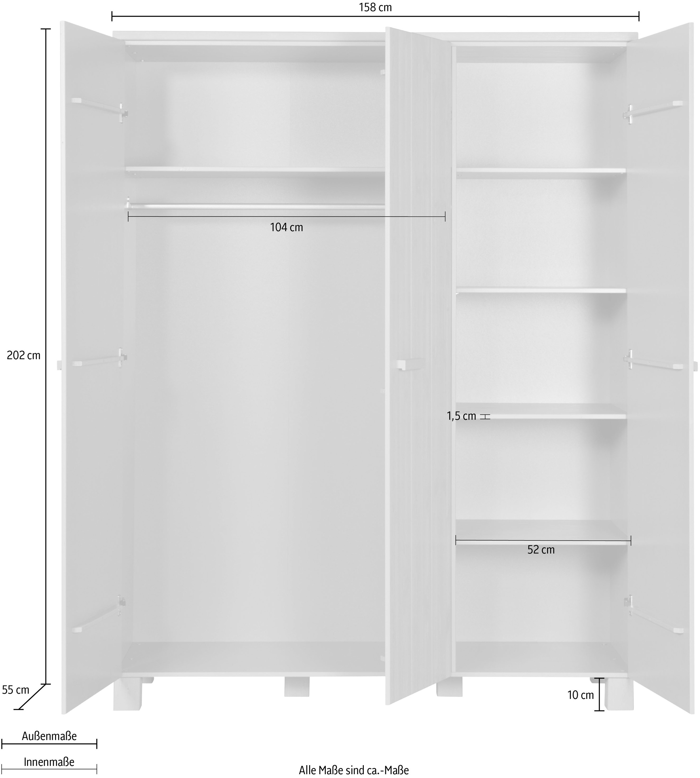 WOOOD Garderobenschrank »Dennis Mehrzweckschrank mit gebürsteter Oberfläche« FSC® Kiefer massiv, gebürstet, Höhe 202 cm