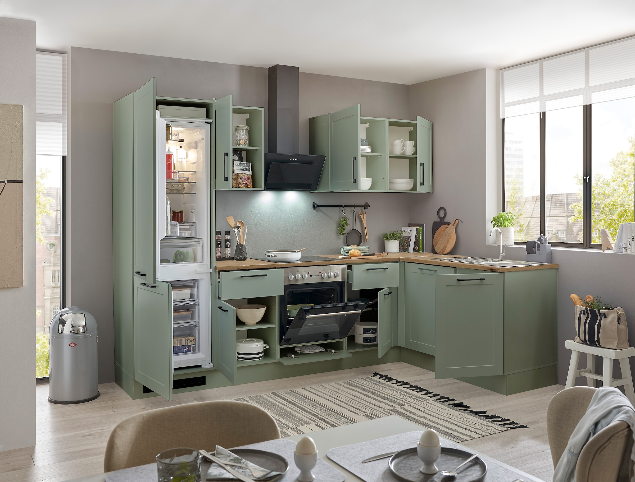 BASIC by Balculina Winkelküche »Marsi«, Stellmaße 280x175 cm, wahlweise mit E-Geräten, mit Soft-Close-Funktion