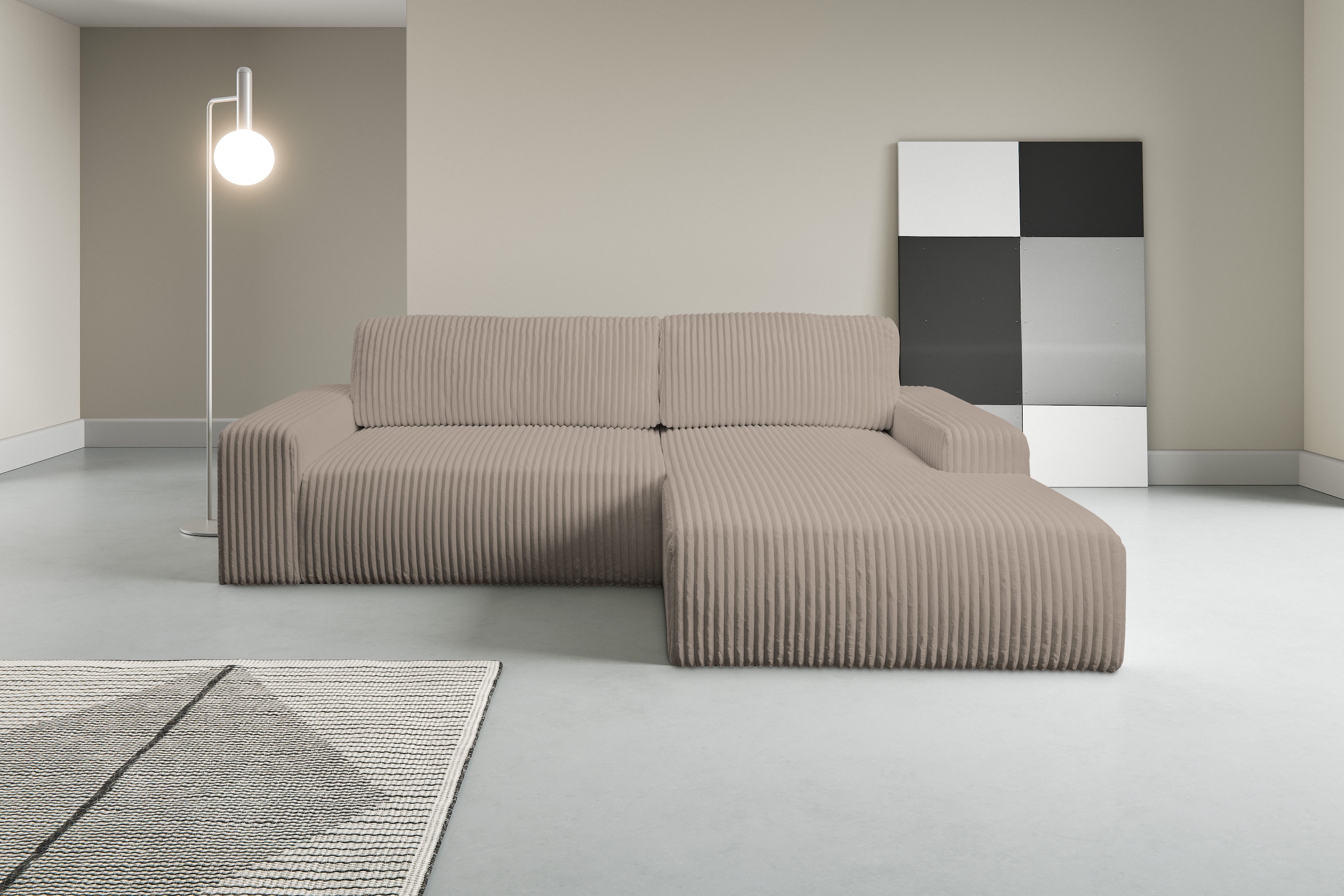WERK2 Ecksofa "Rotterdam-L, kuschelweicher Cord oder Breitcord, L-Form, Bre günstig online kaufen