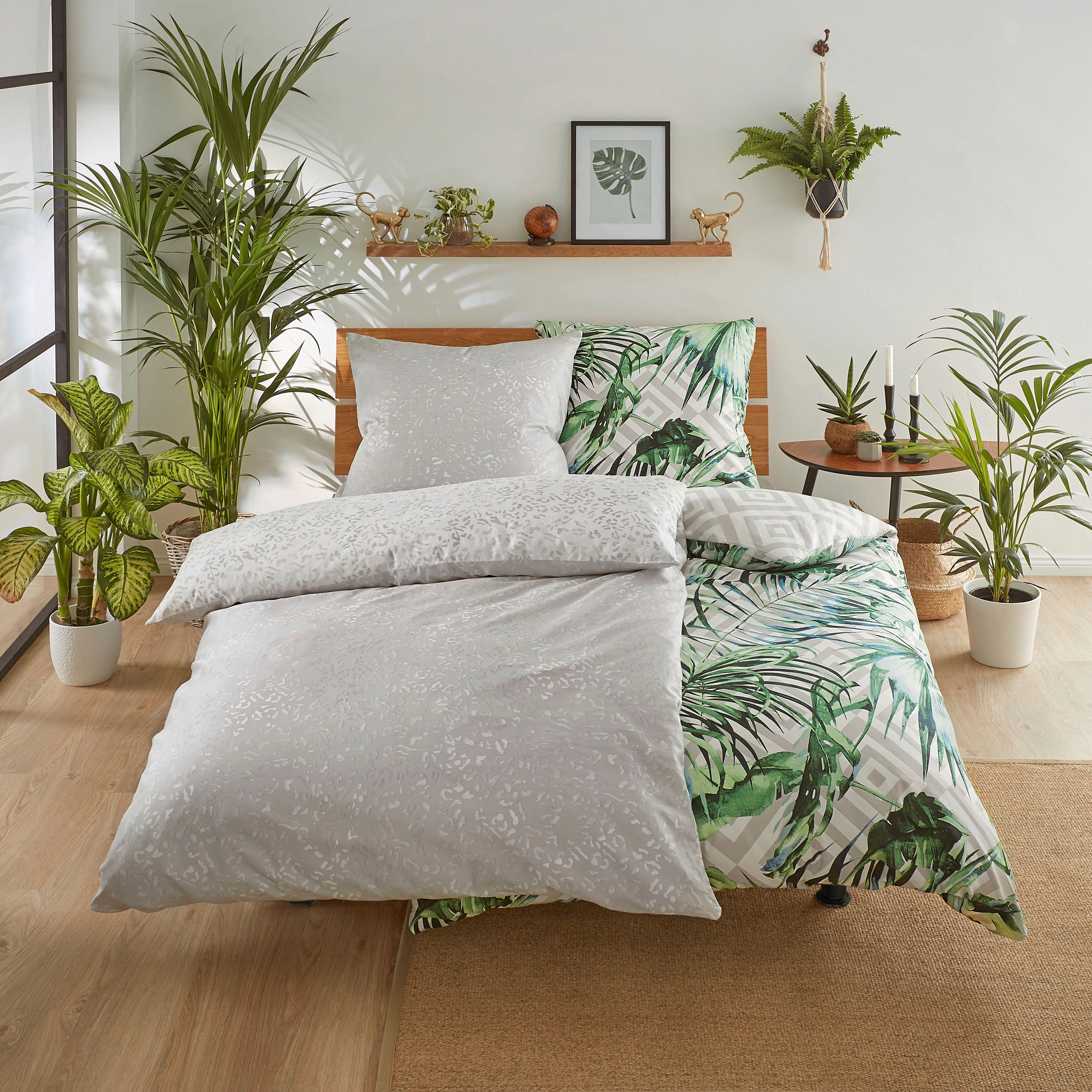 Kleine Wolke Wendebettwäsche "Loria" 2 Stk. mit Muster und Blattmotiven günstig online kaufen