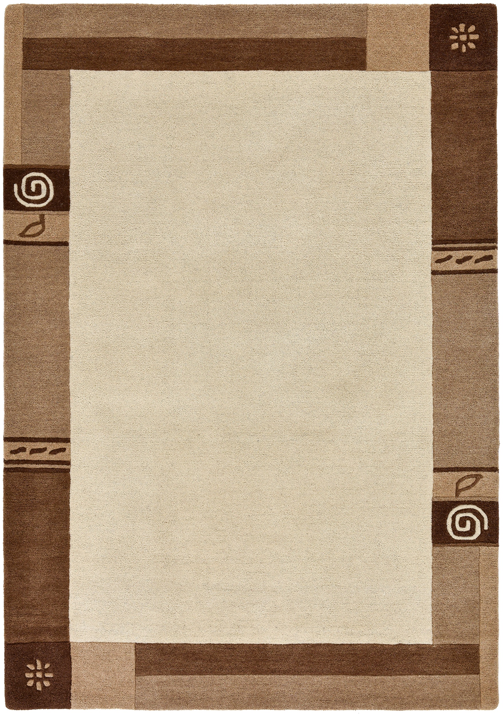 THEKO Wollteppich "Tromso, Wolle, Handgefertigt, Bordüre mit Hoch-Tief-Effe günstig online kaufen