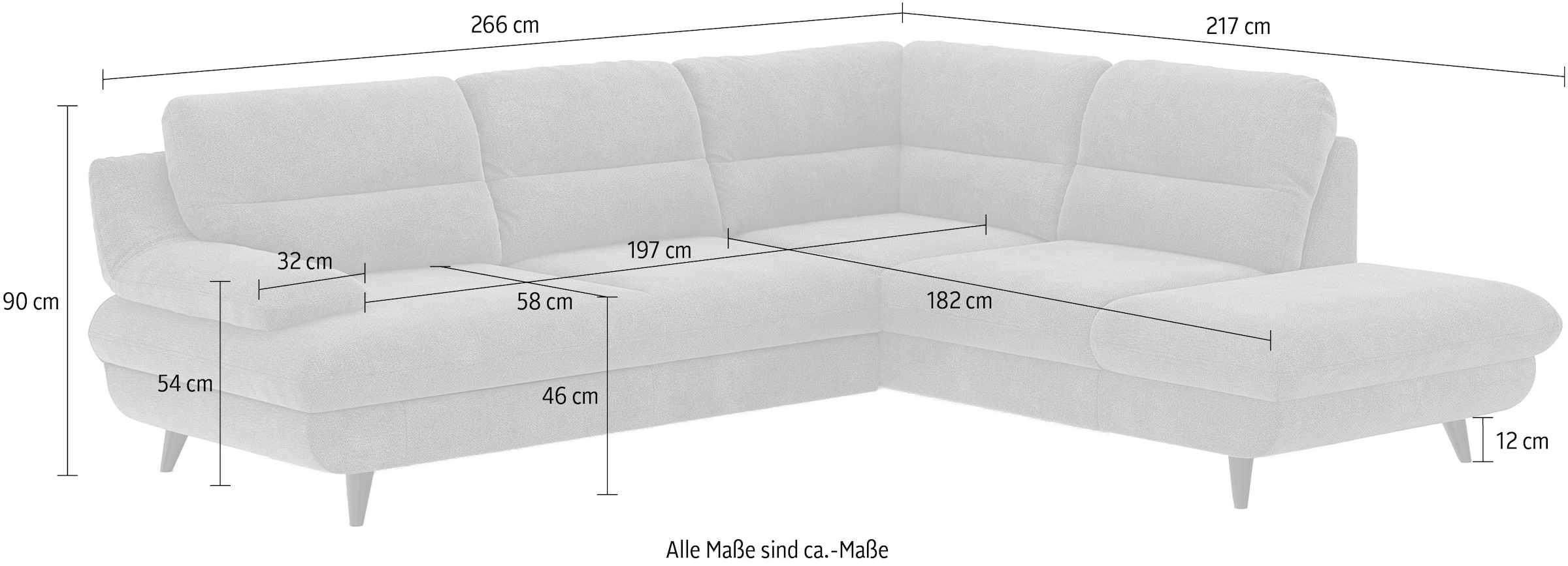 COTTA Ecksofa »Pike L-Form, B: 266 cm« optional Bettfunktion & Bettkasten