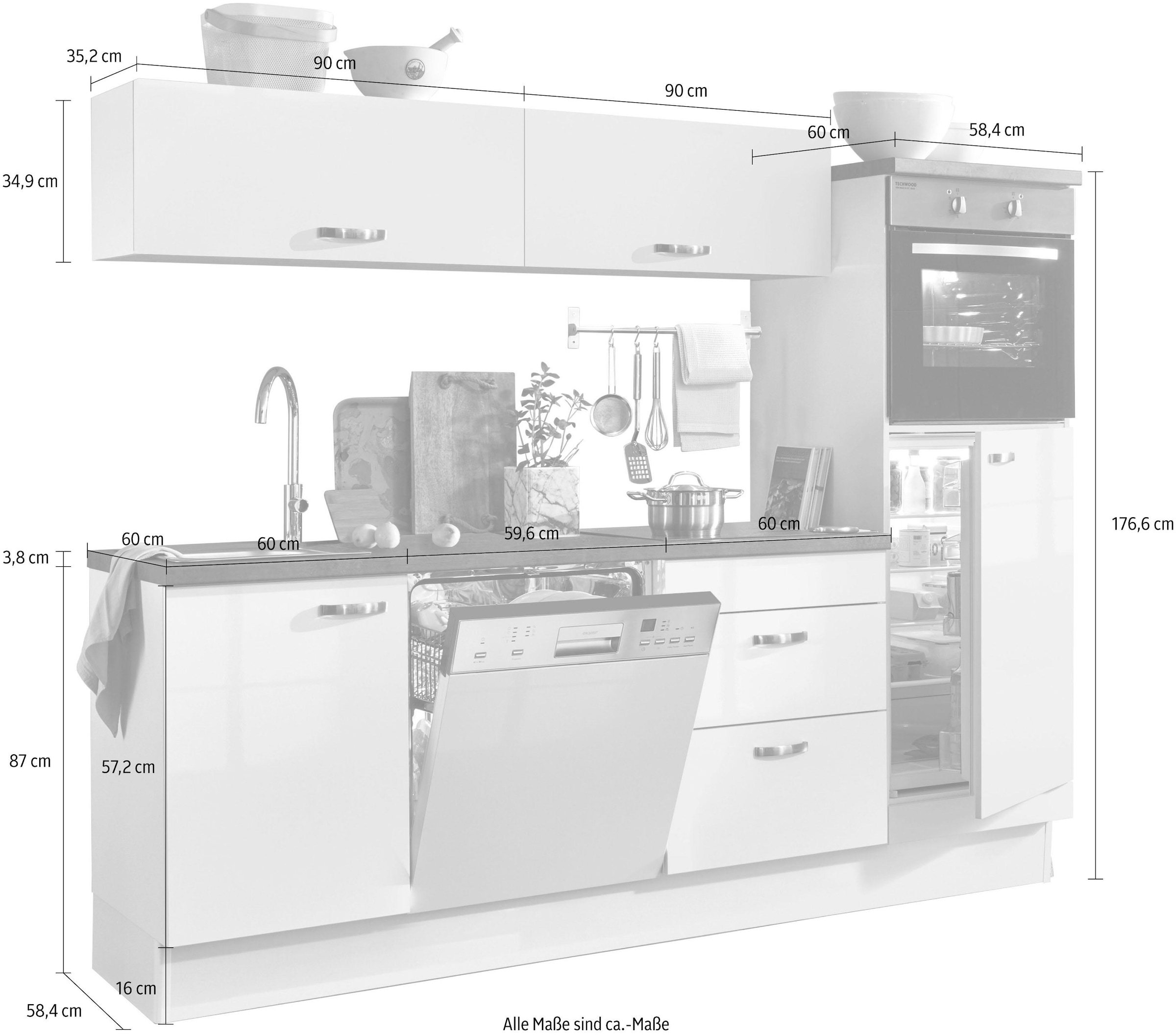 und Küchenzeile Breite cm kaufen | BAUR »Cara«, Vollauszügen 240 OPTIFIT mit Soft-Close-Funktion,