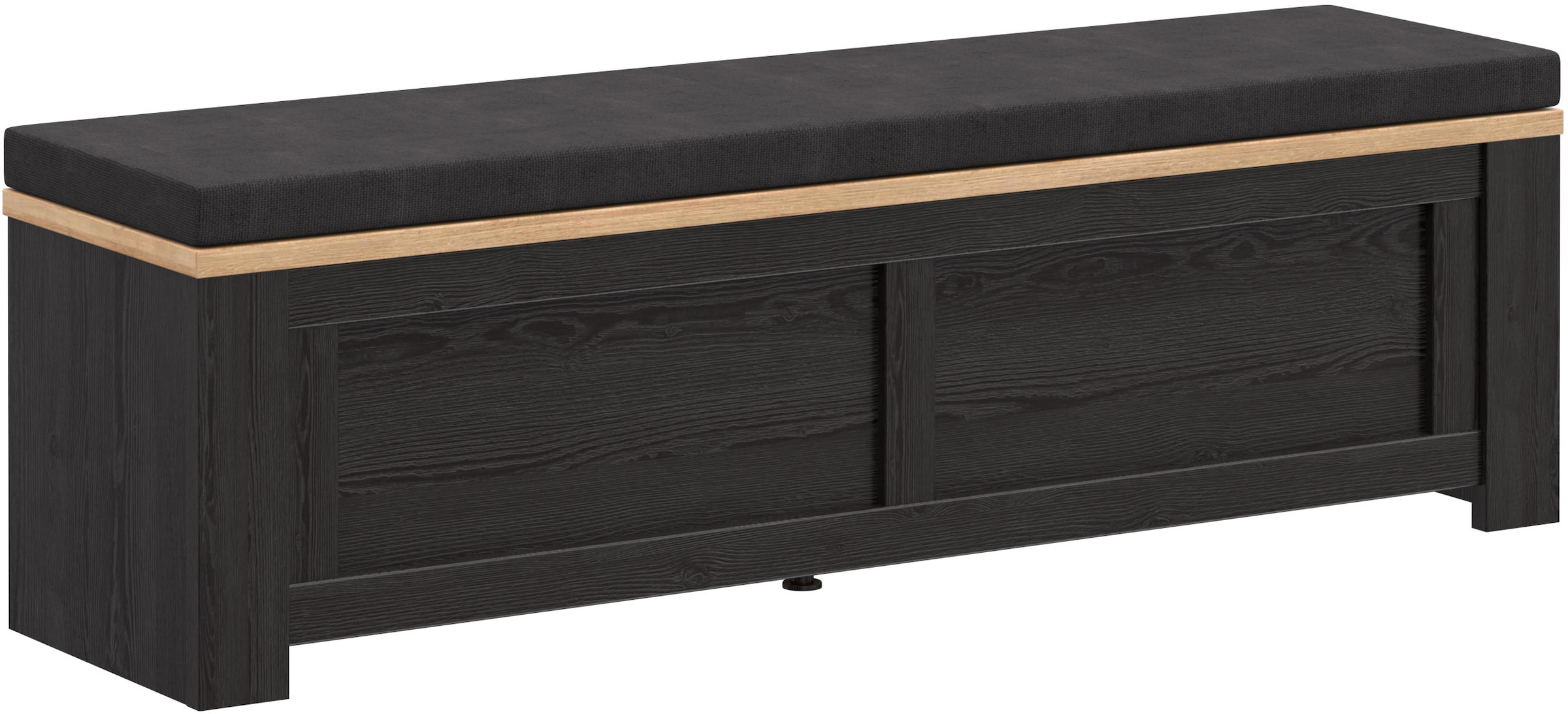 Sitztruhe FORTE "Bohol", riviera eiche, cabazone eiche, B:135cm H:42cm T:34,8cm, Spanplatte, Sitzbänke, aufklappbar Stauraum, gepolstert