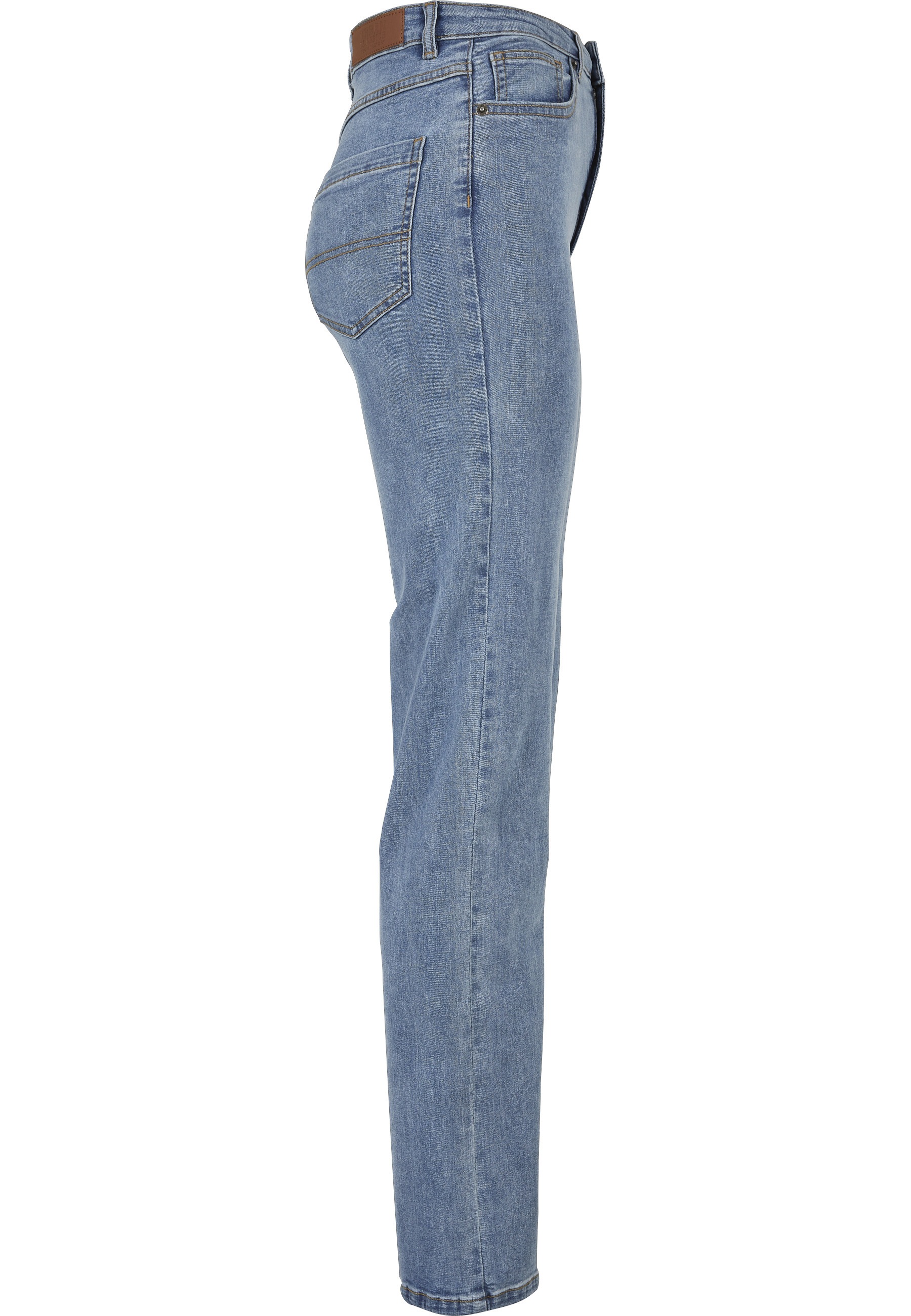 URBAN CLASSICS Bequeme Jeans »Urban Classics Damen Ladies Highwaist Straight Slit Denim Pants« 1 Stk.