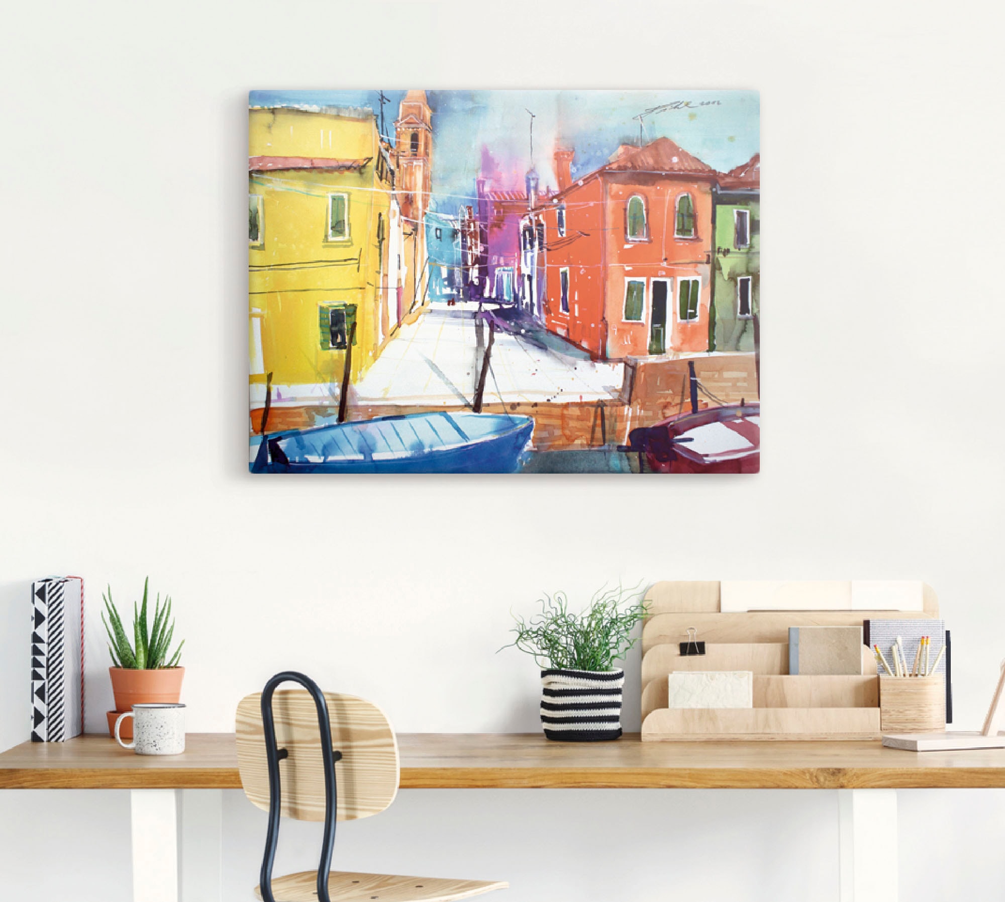 Artland Leinwandbild »Venedig, Burano, Fondamenta del Pizzo«, Italien, (1 St.), auf Keilrahmen gespannt